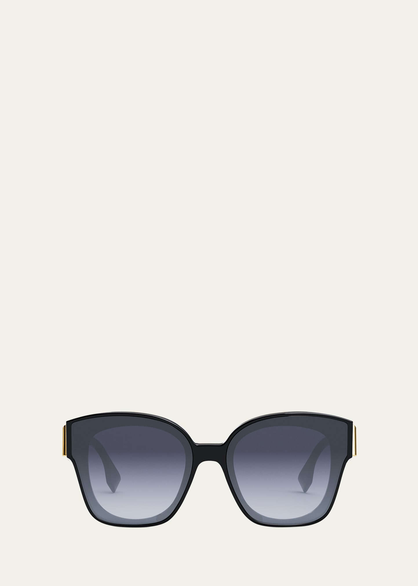 Shop Fendi Oversized F Logo Acetate Cat-eye Sunglasses In Shiny Black