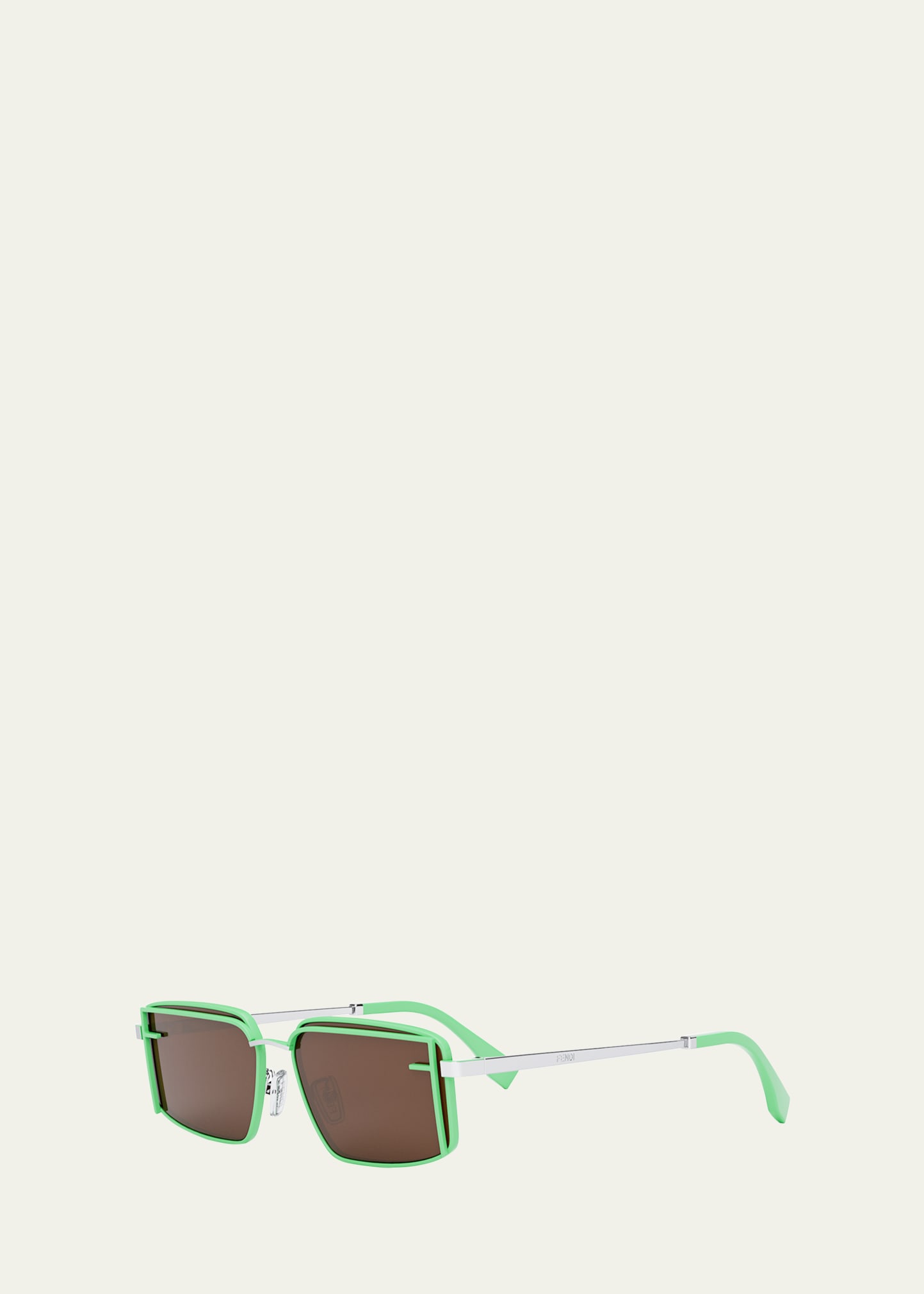 Fendi First Rectangular Sunglasses In Shiny Yellow Brow