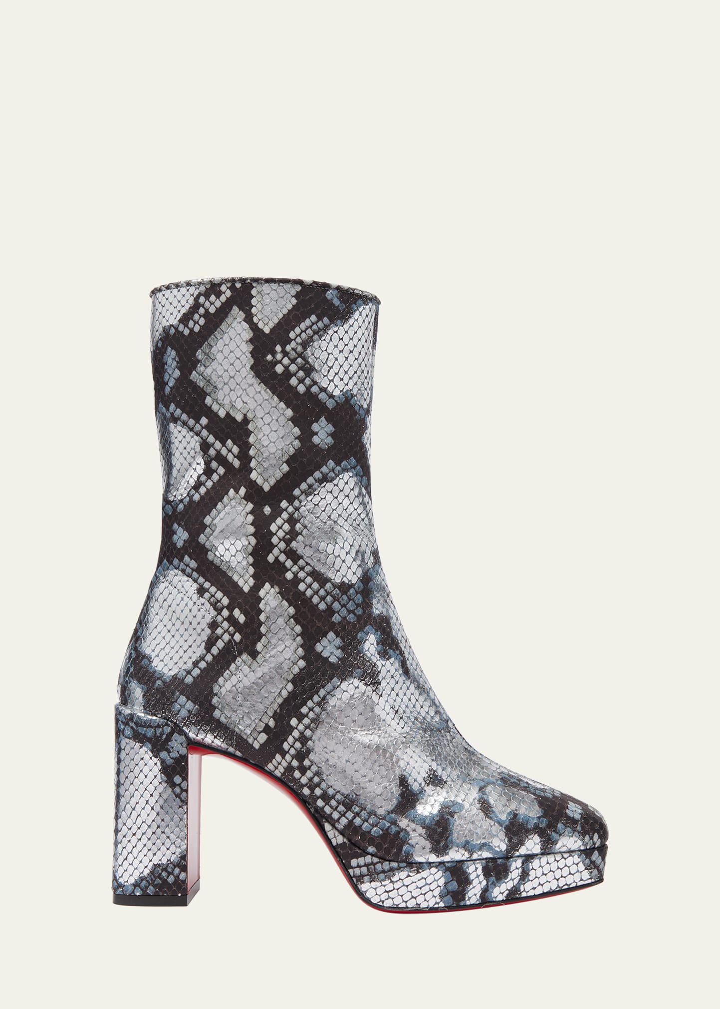 Alleo 90 Red Sole Snake-Embossed Booties
