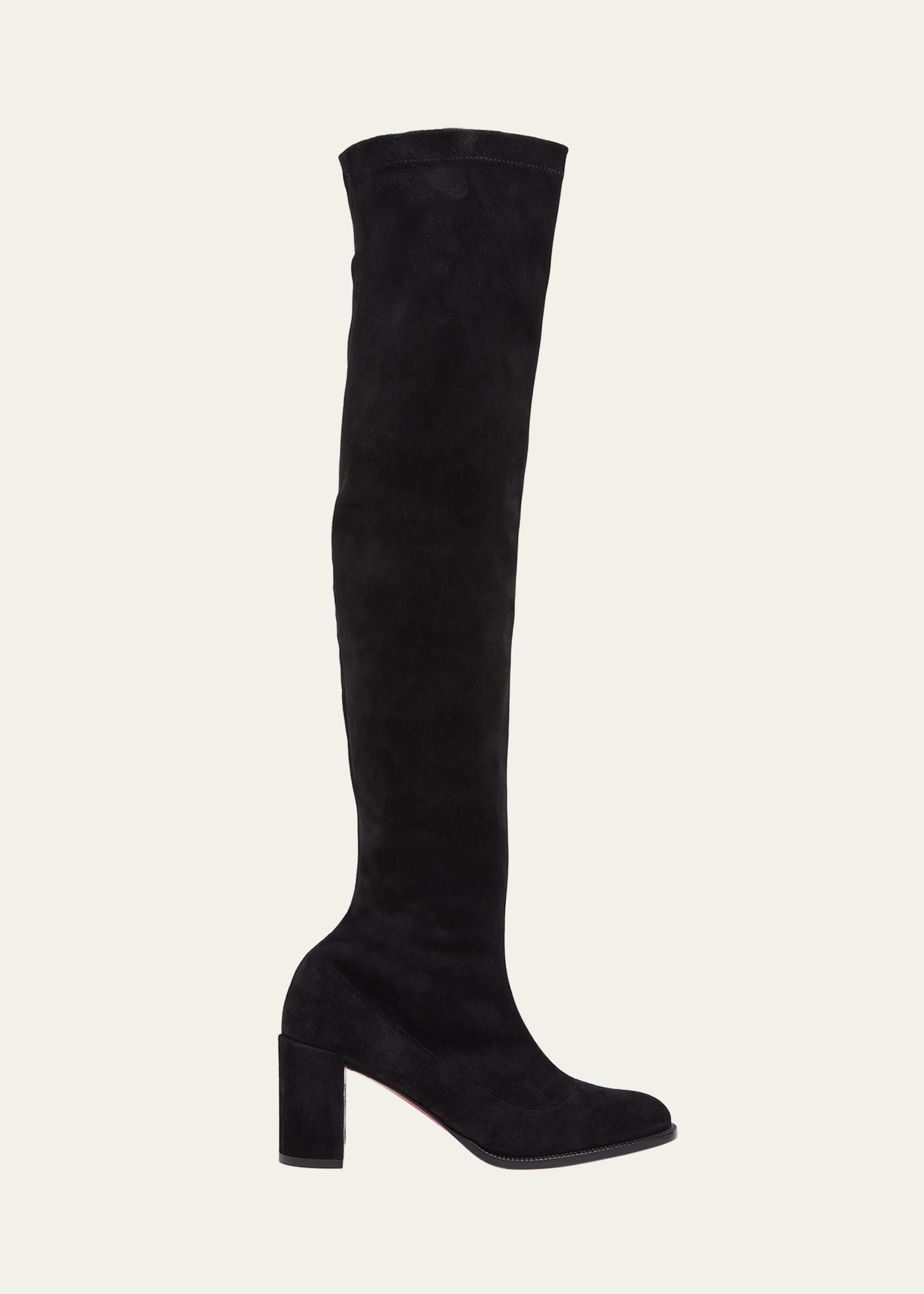 Adoxa Stretch Suede Red-Sole Over-The-Knee Boots