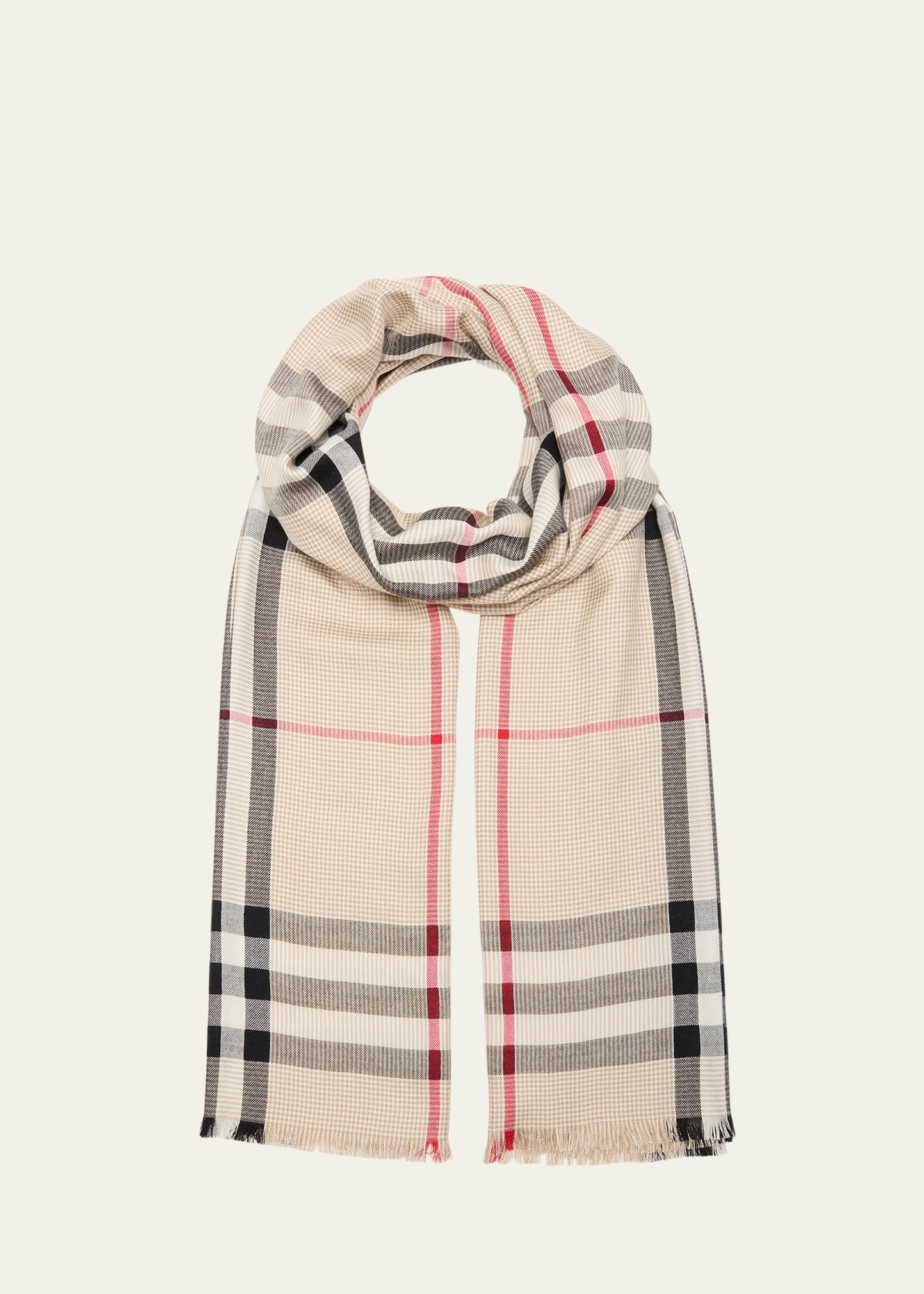 Burberry Giant Check Gingham Silk-cashmere Scarf In Archive Beige