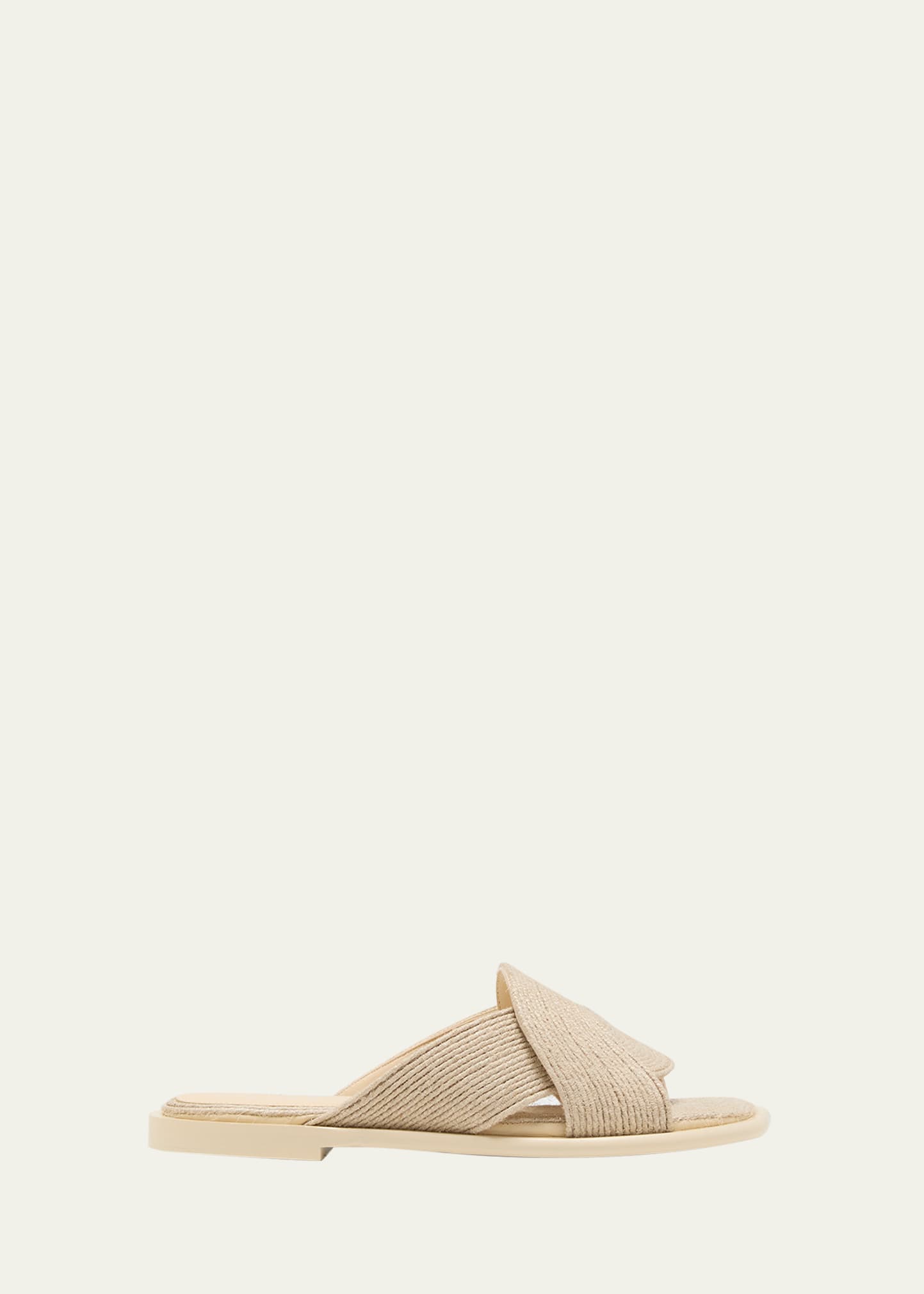 Loewe Petal Jute Flat Slide Sandals In Natural