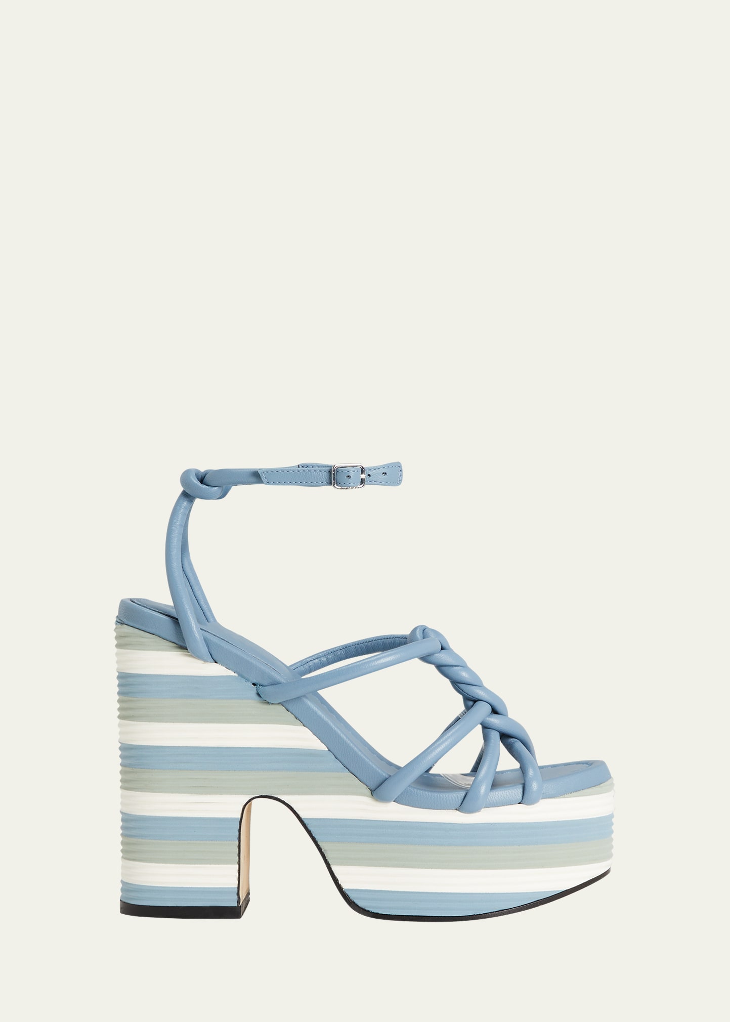 Jimmy Choo Clare Colorblock Leather Platform Sandals In Smoky Blue
