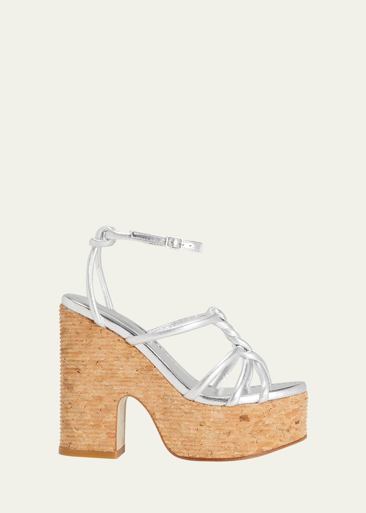 Jimmy Choo Clare Metallic Nappa Leather Platform Sandals In Silver
