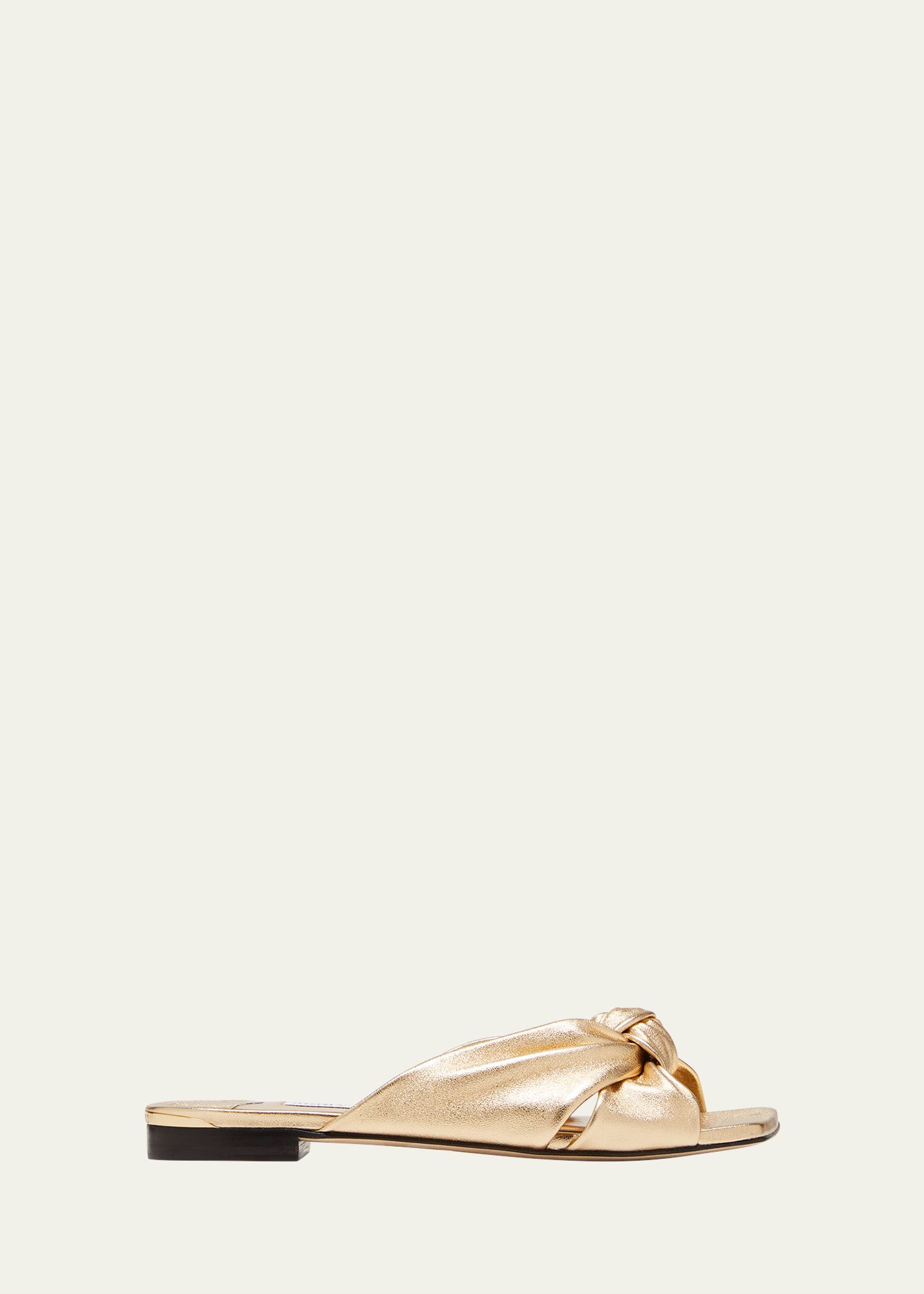 Shop Jimmy Choo Avenue Metallic Crisscross Slide Sandals In Gold