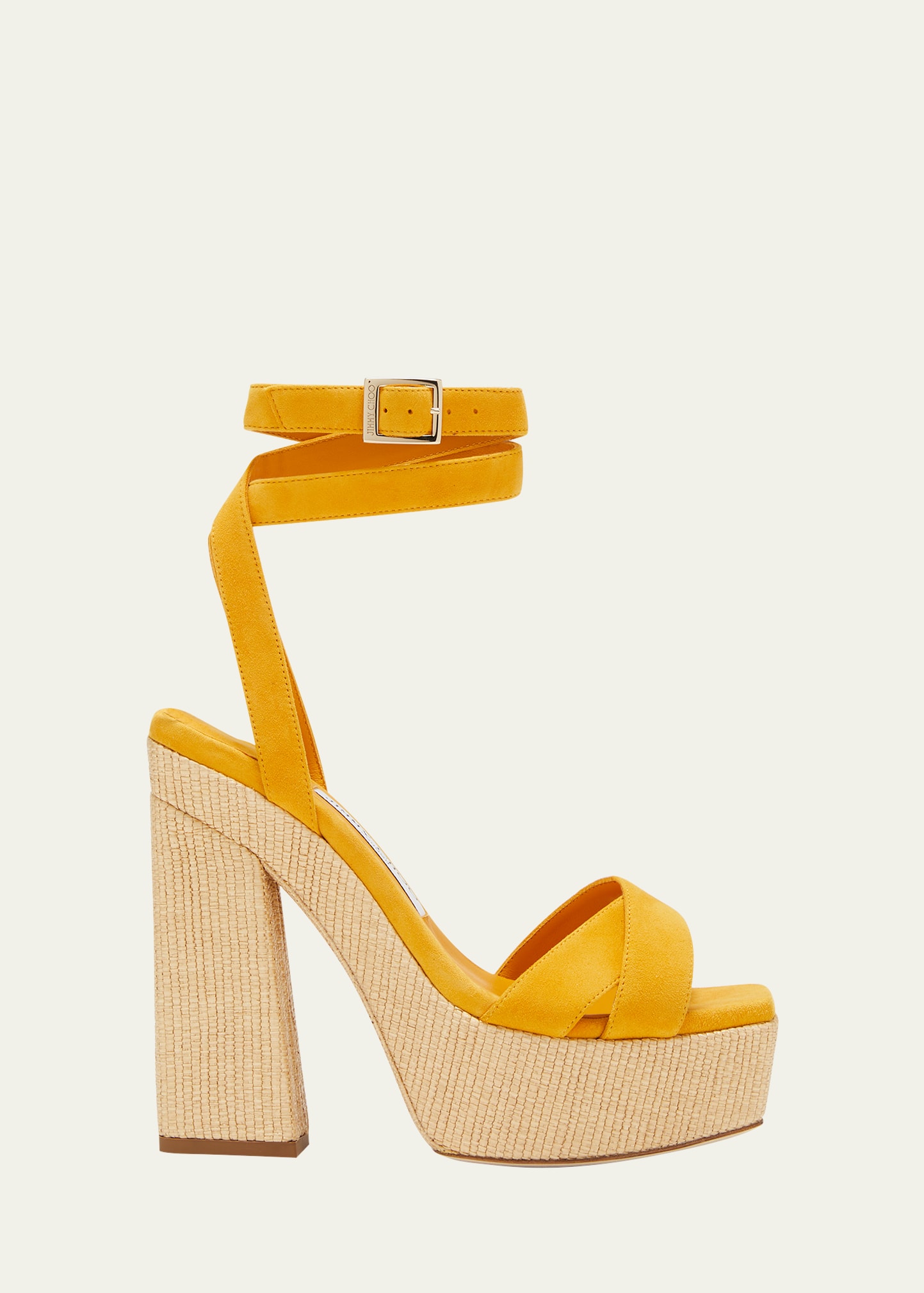Jimmy Choo Gaia Ankle Wrap Platform Sandal In Sunflonat