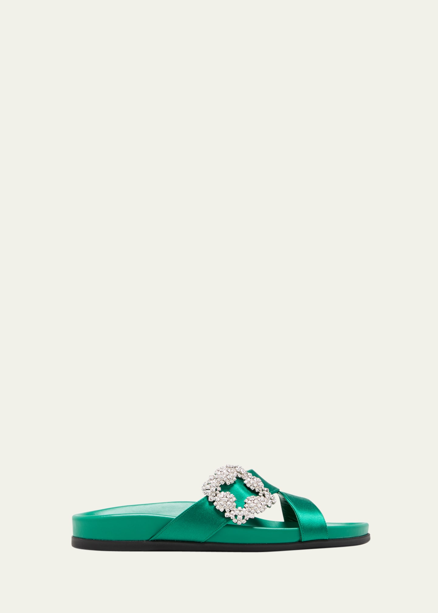 Manolo Blahnik Chilanghi Crystal Buckle Slide Sandals In Bgrn3206