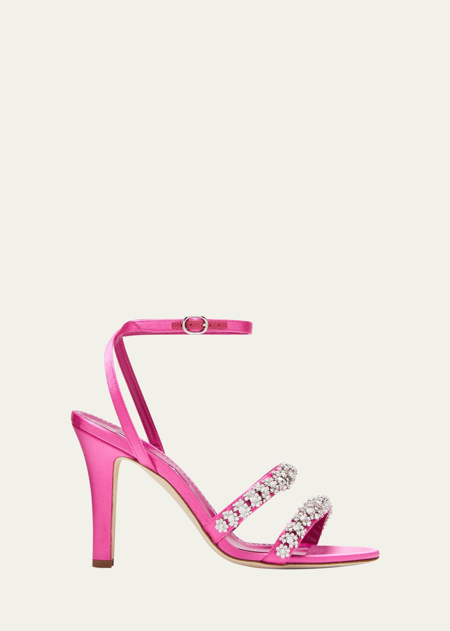 Manolo Blahnik Vedada Satin Crystal Ankle-strap Sandals In Bpnk6706