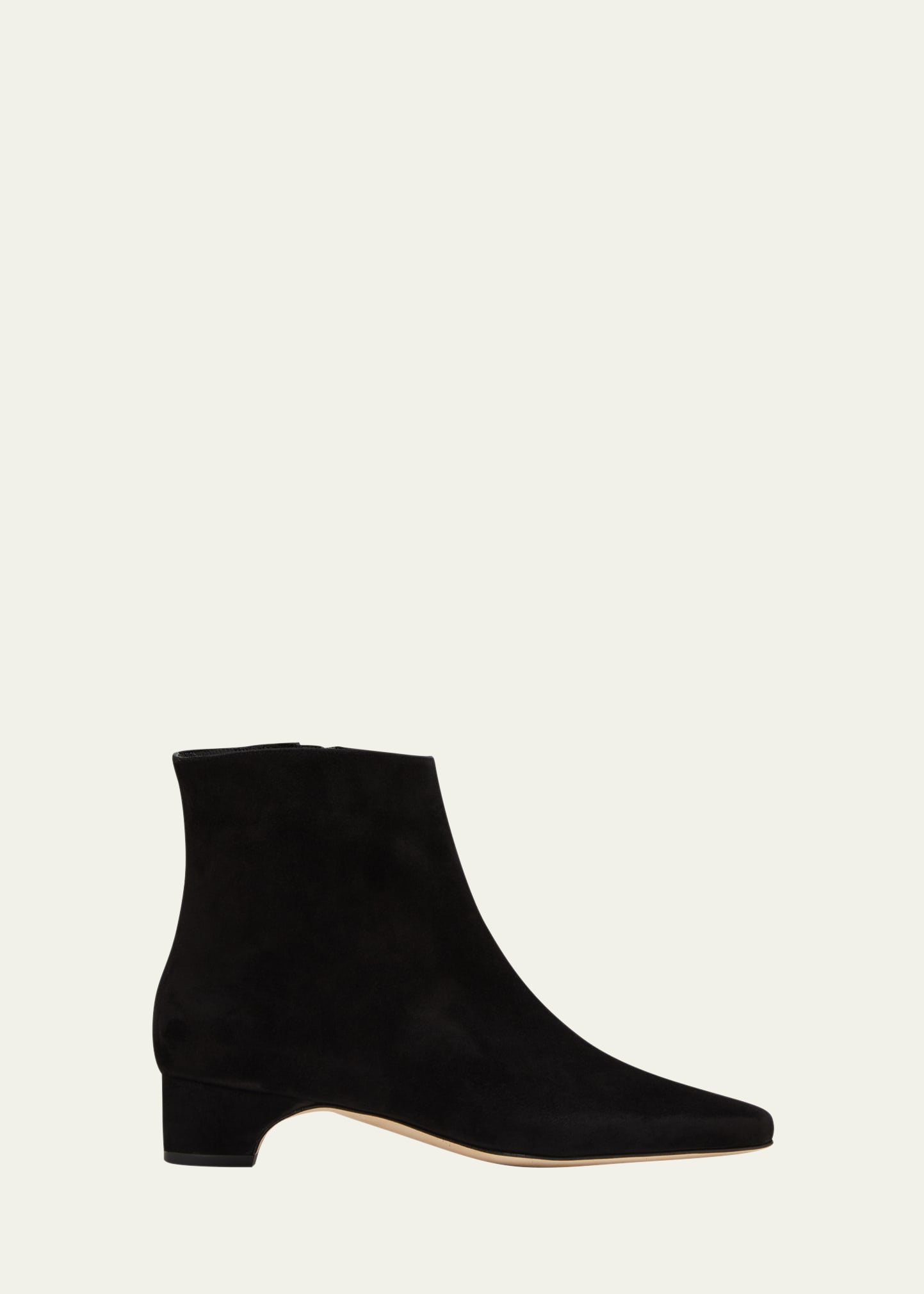 MANOLO BLAHNIK TOLARC SUEDE ZIP ANKLE BOOTIES