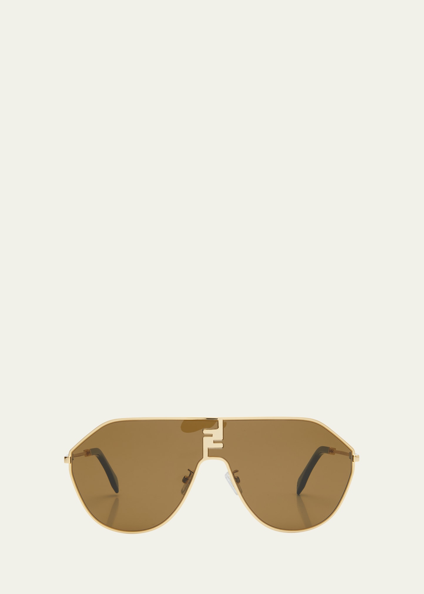 Shop Fendi Men's Ff Match Metal Shield Sunglasses In Shiny Endura Gold