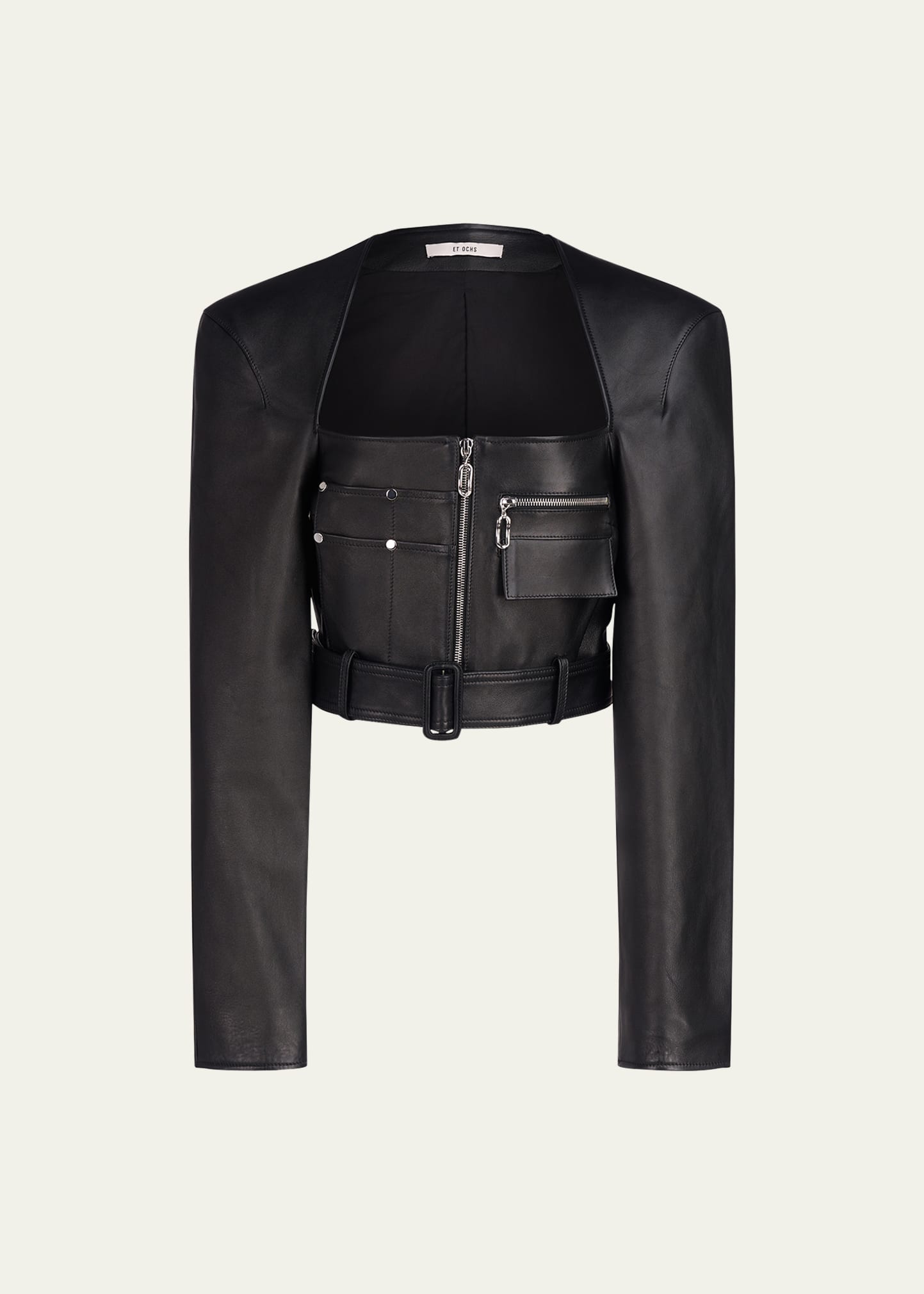 Et Ochs Axel Cropped Utility Leather Jacket In Black