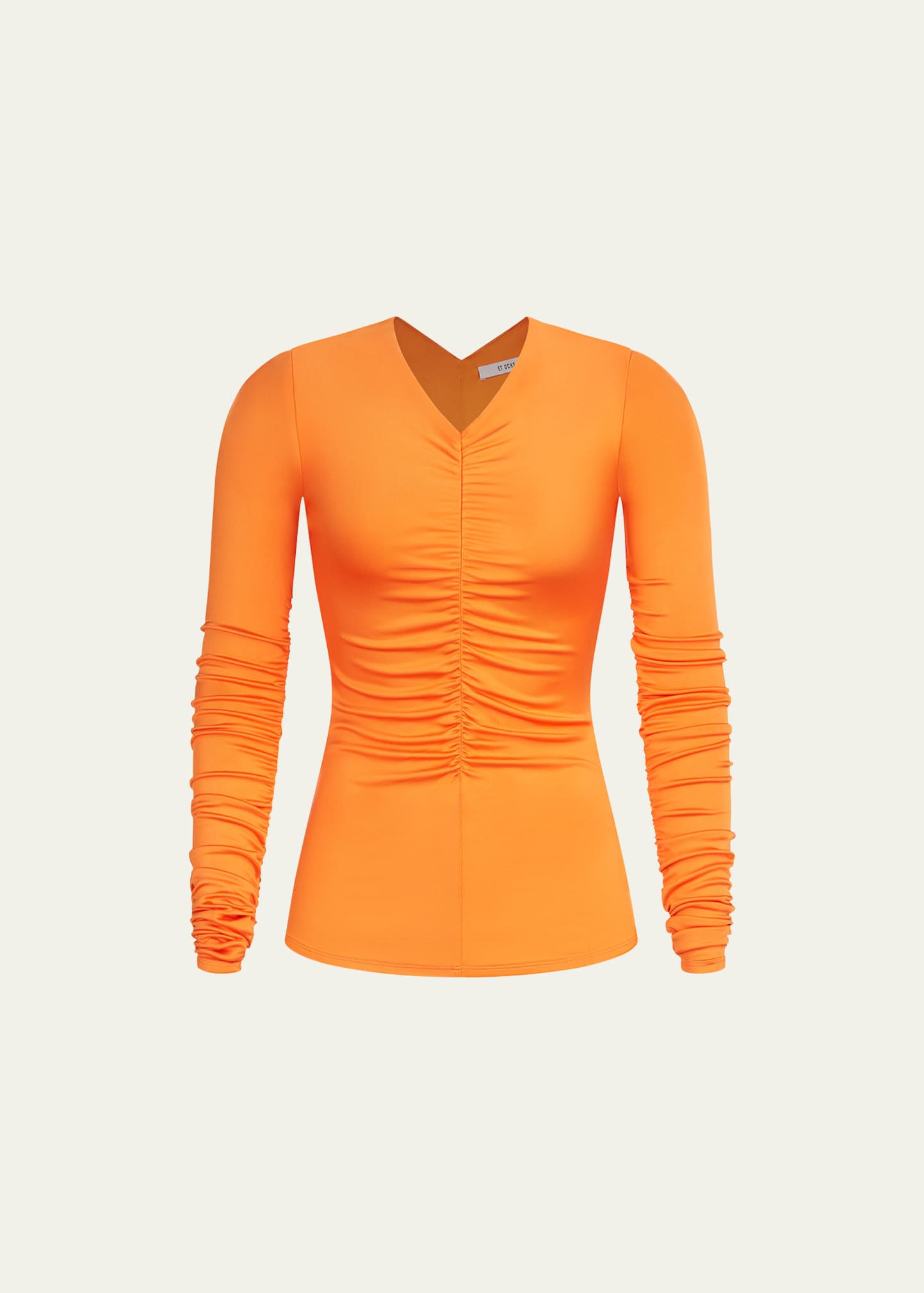 Et Ochs Leilani Ruched Top In Caution Orange