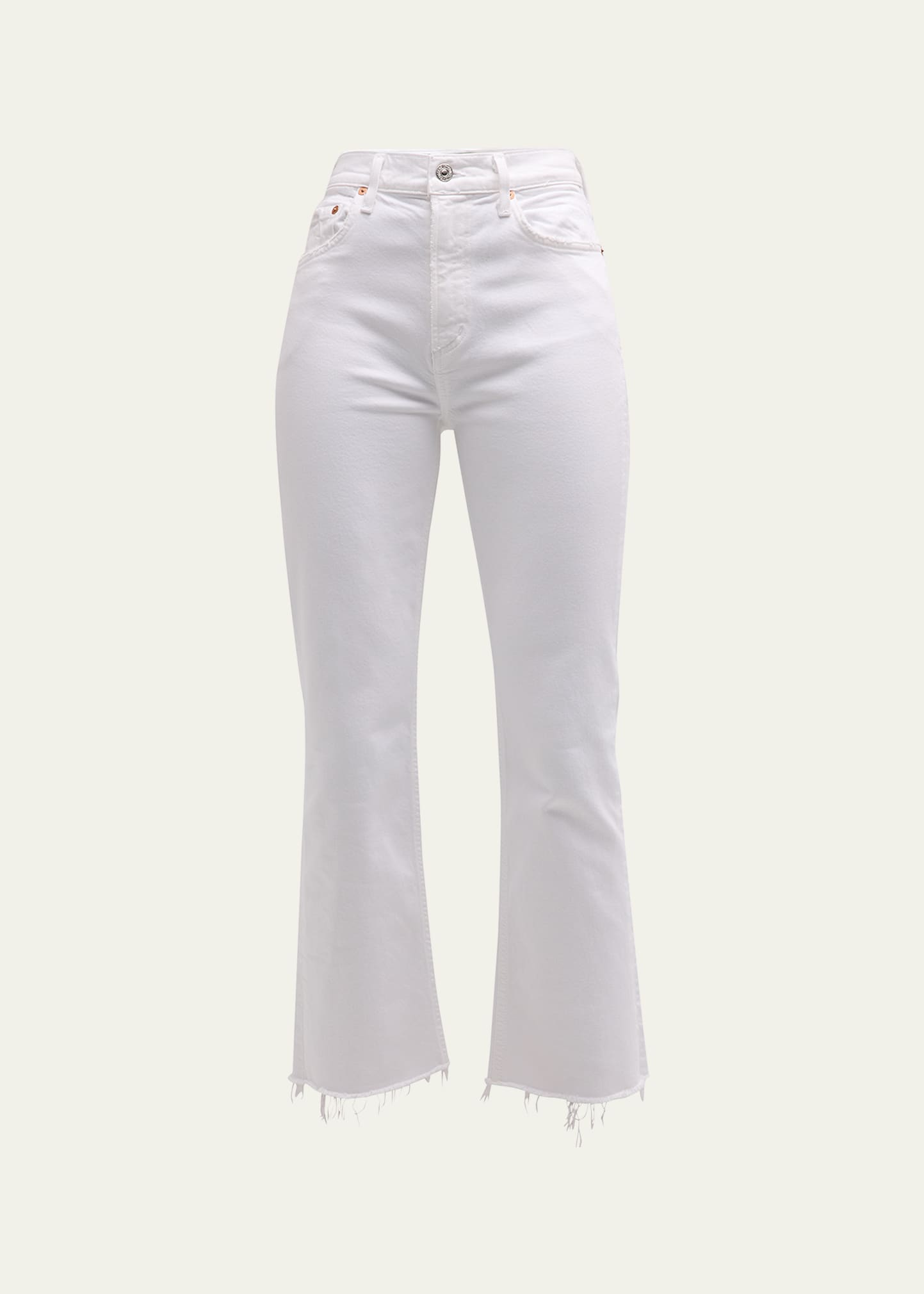 Citizens Of Humanity Isola Cropped Bootcut Fray Jeans In White