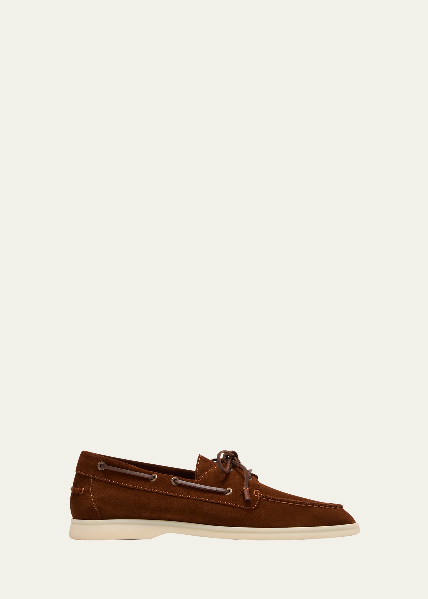 Loro Piana Sea-sail Walk Leather-trimmed Suede Boat Shoes In Cotto