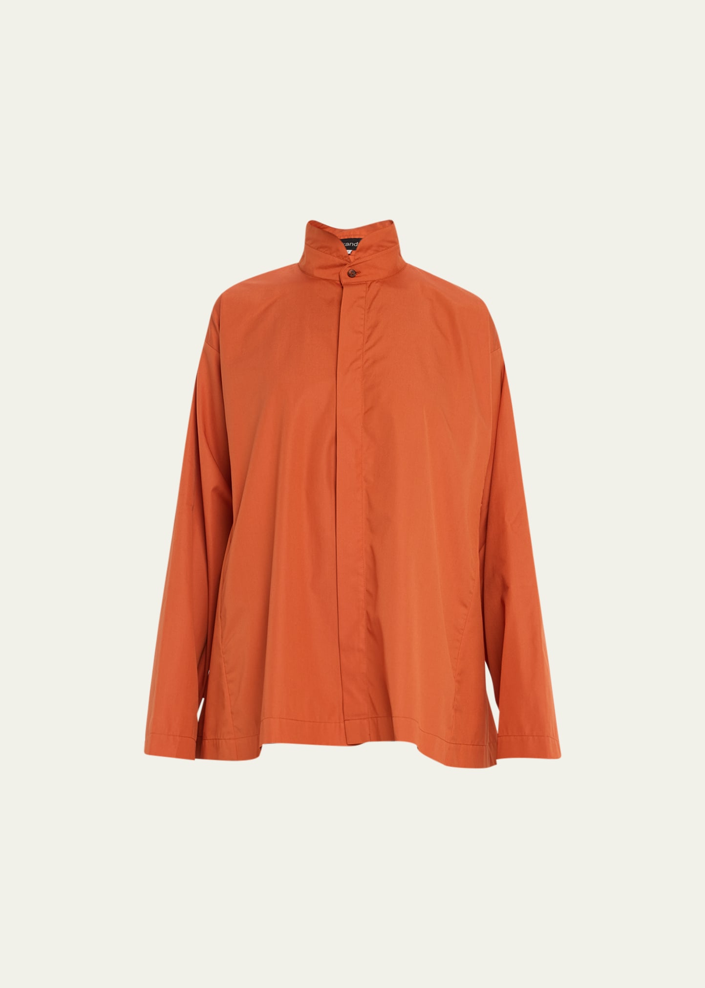 Eskandar Side-panel Shirt With Double Stand-collar (mid Plus Length) In Burntorange