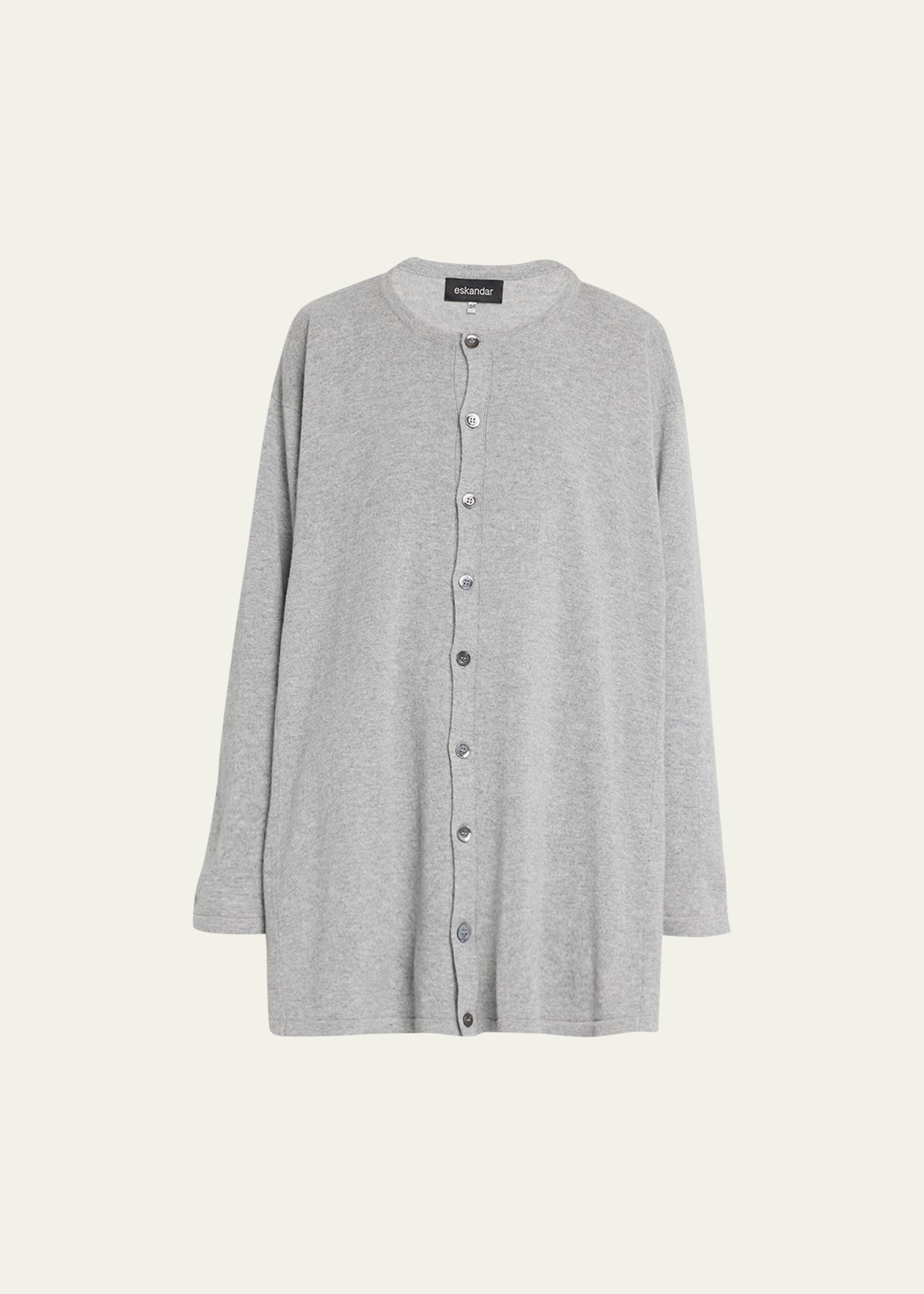 Cashmere Side Paneled Button-Sewn Cardigan (Long)