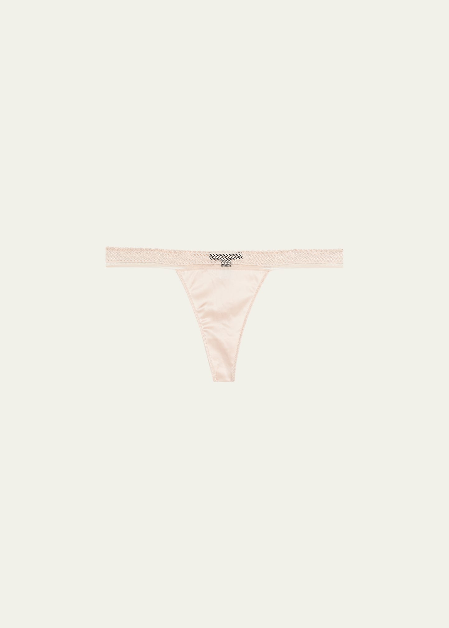 Kiki De Montparnasse Sylvie Lace And Tulle-trimmed Stretch-silk Satin Thong In Blush