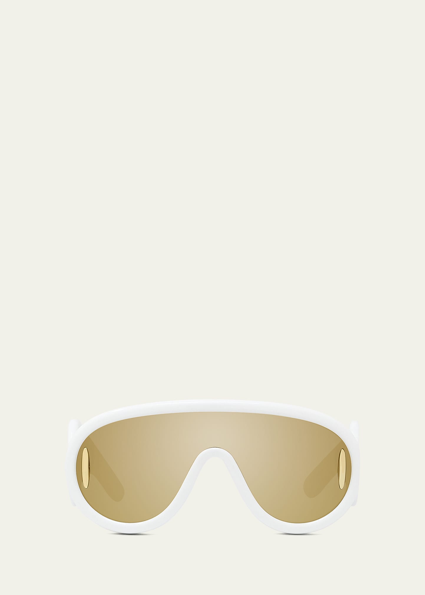 Loewe Mirror Acetate Shield Sunglasses In Ivory Brown Mirro