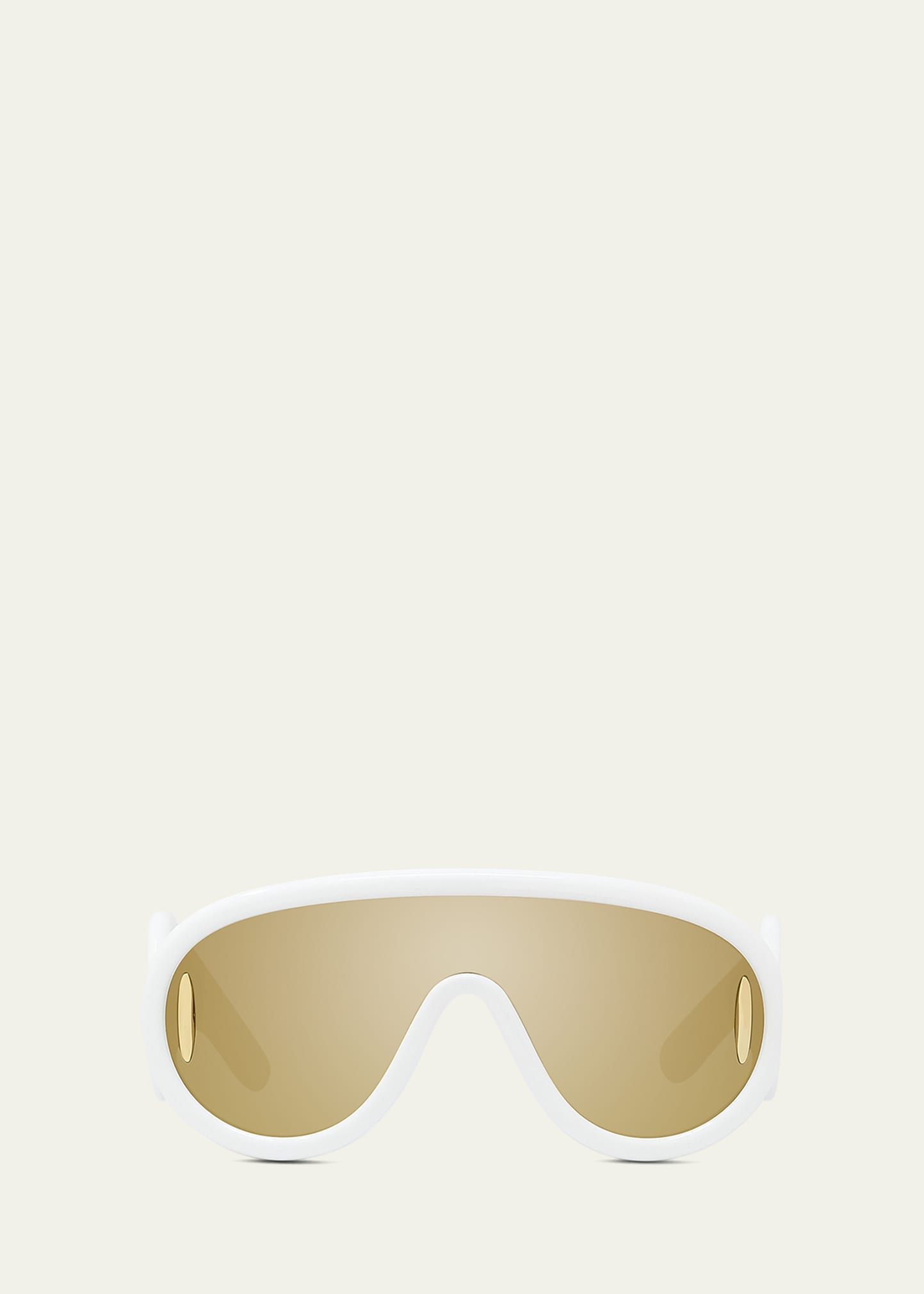 Shop Loewe Mirror Acetate Shield Sunglasses In Ivory Brown Mirro