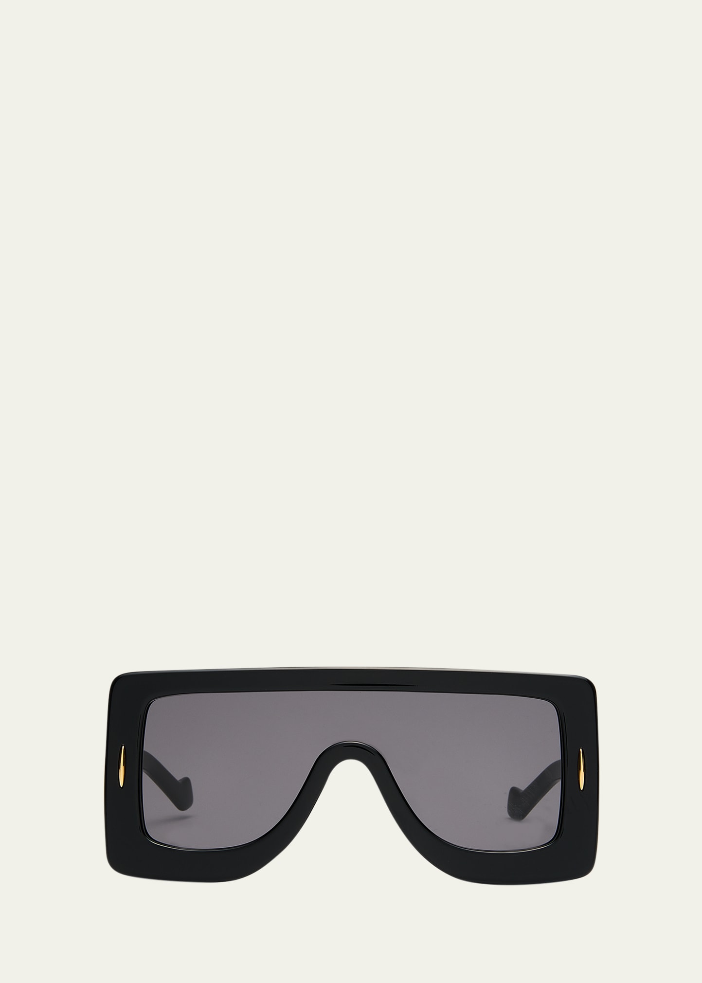 Shop Loewe Anagram Acetate & Metal Shield Sunglasses In Shiny Black
