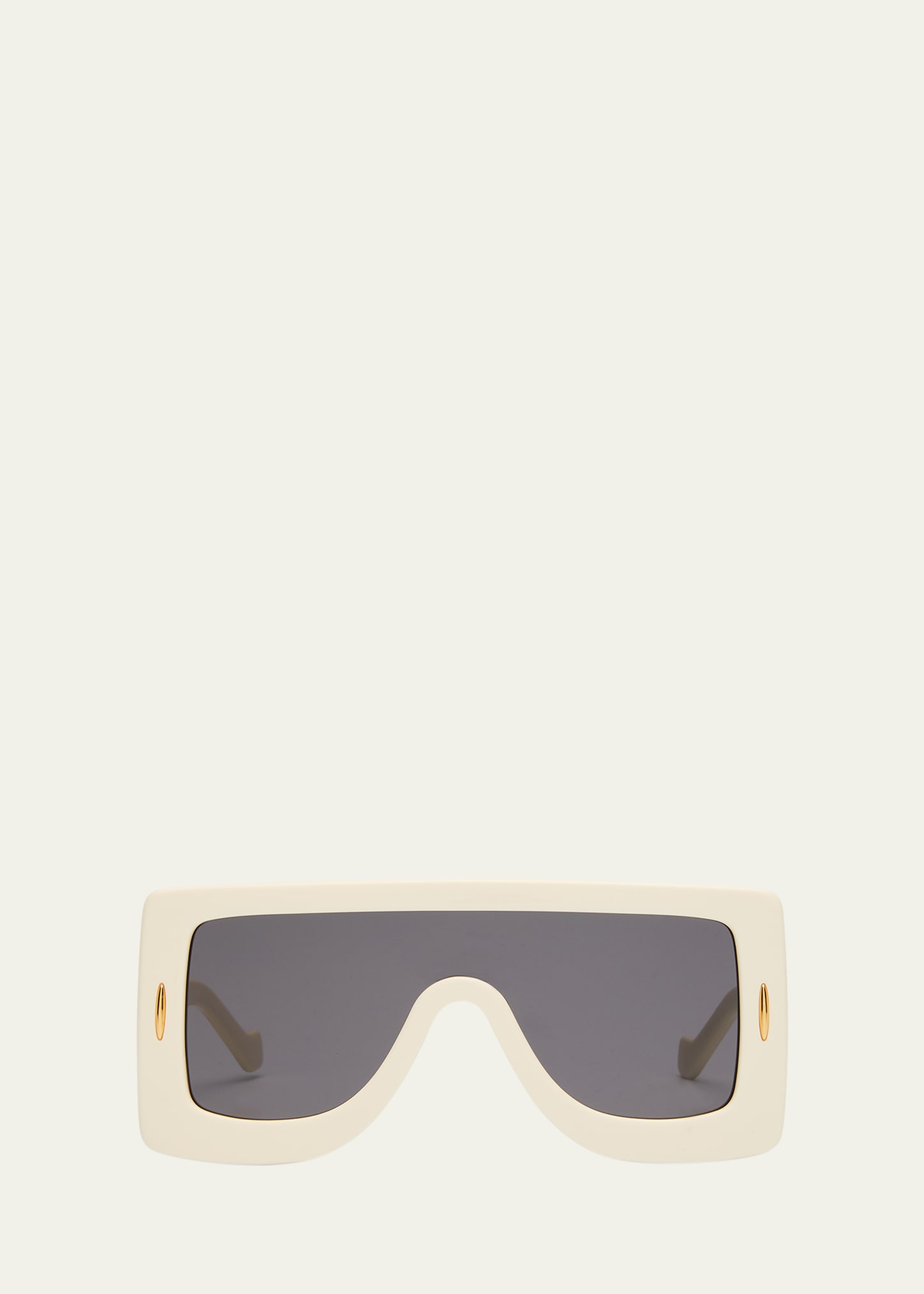 Shop Loewe Anagram Acetate & Metal Shield Sunglasses In Ivory Smoke