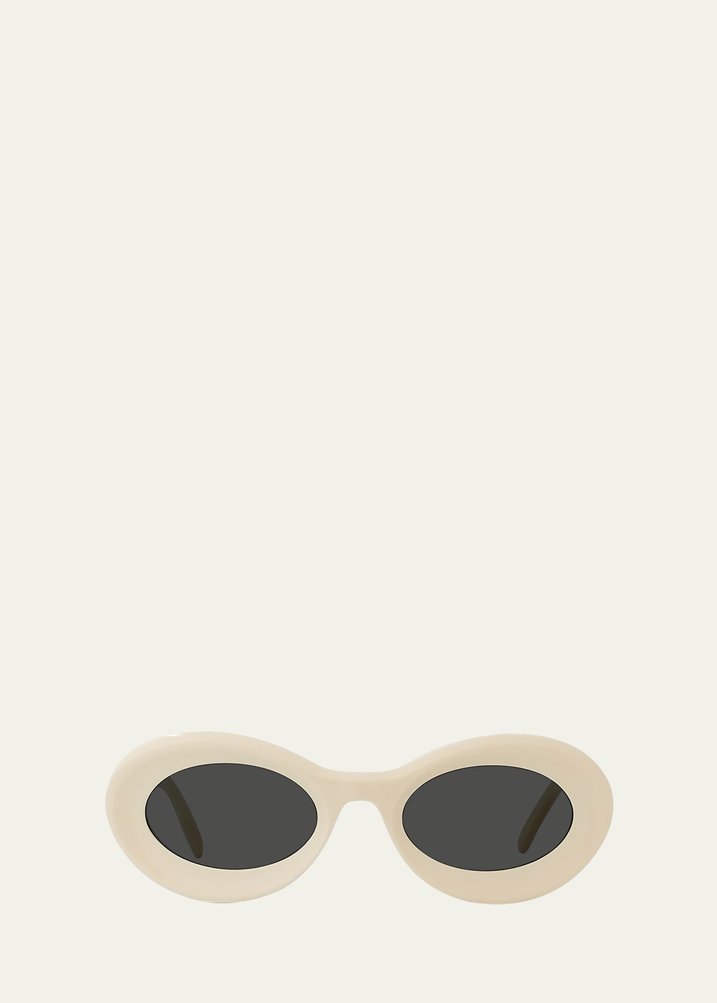 Shop Loewe Curvy Logo Acetate Oval Sunglasses In Ivory