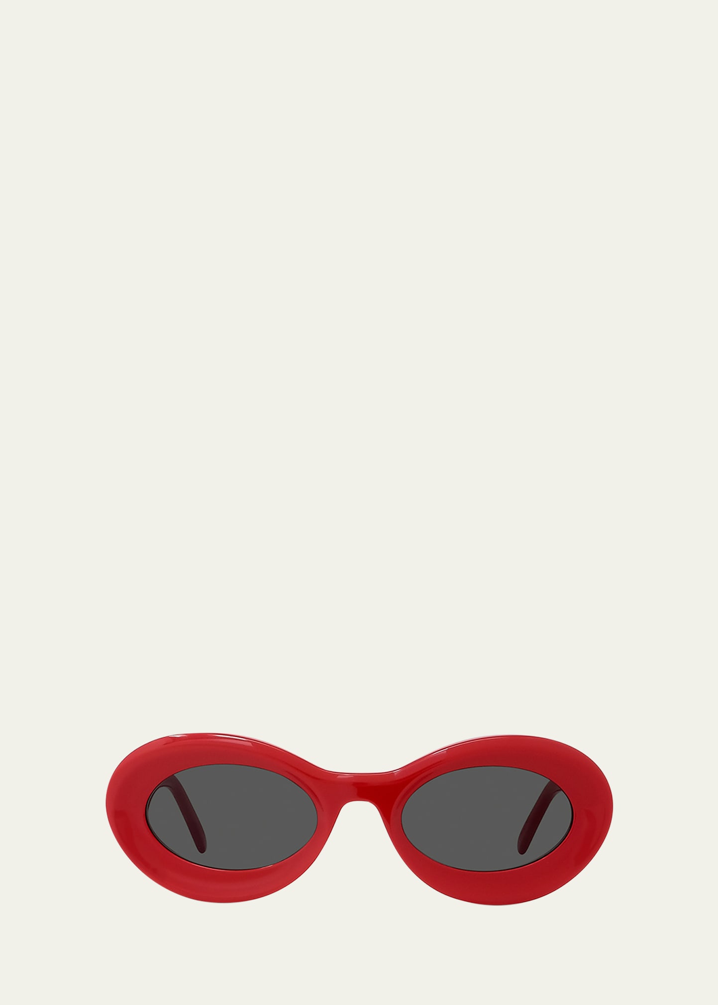 Shop Loewe Curvy Logo Acetate Oval Sunglasses In Shiny Red