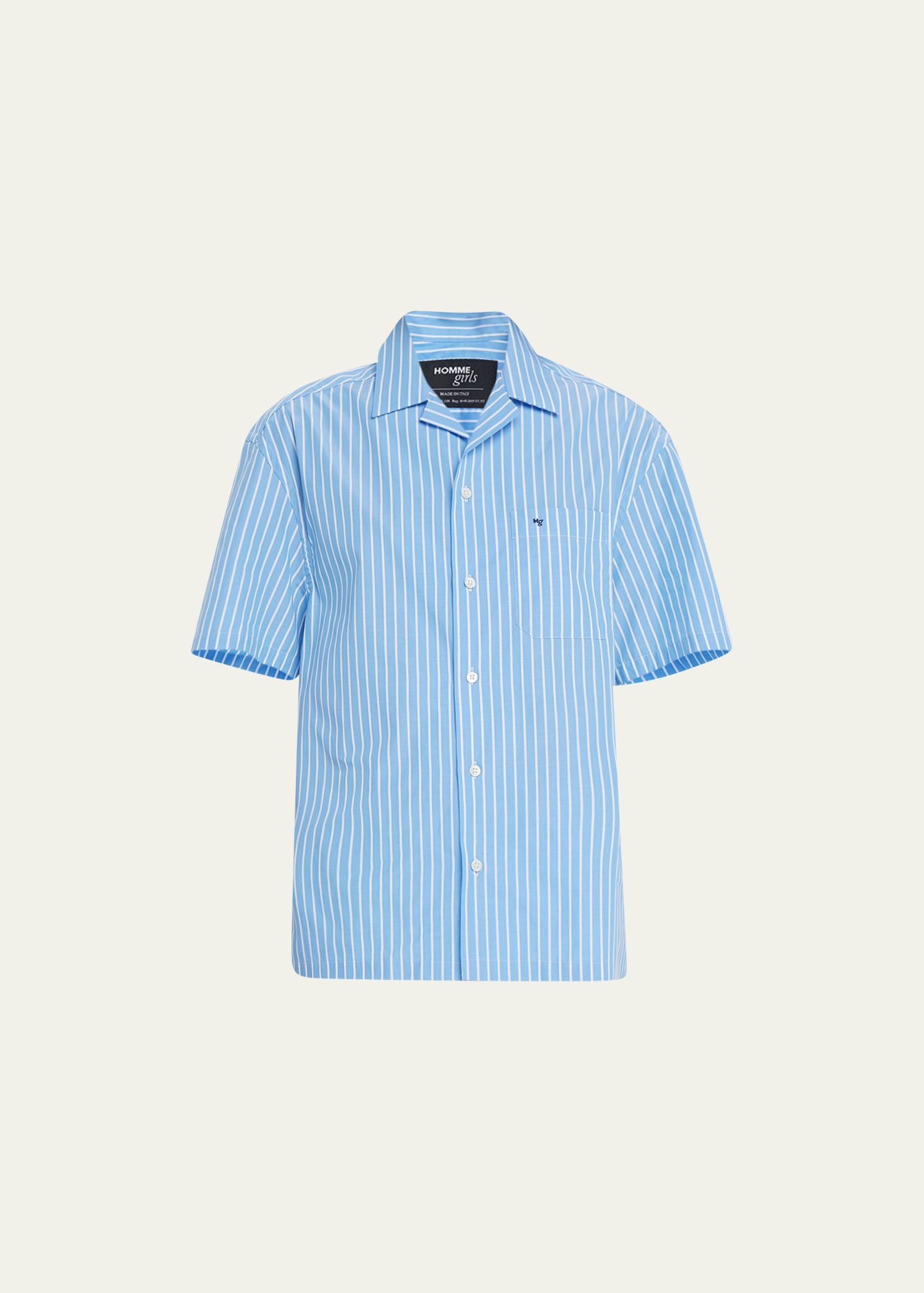 HOMMEGIRLS Stripe Short-Sleeve Cotton Shirt