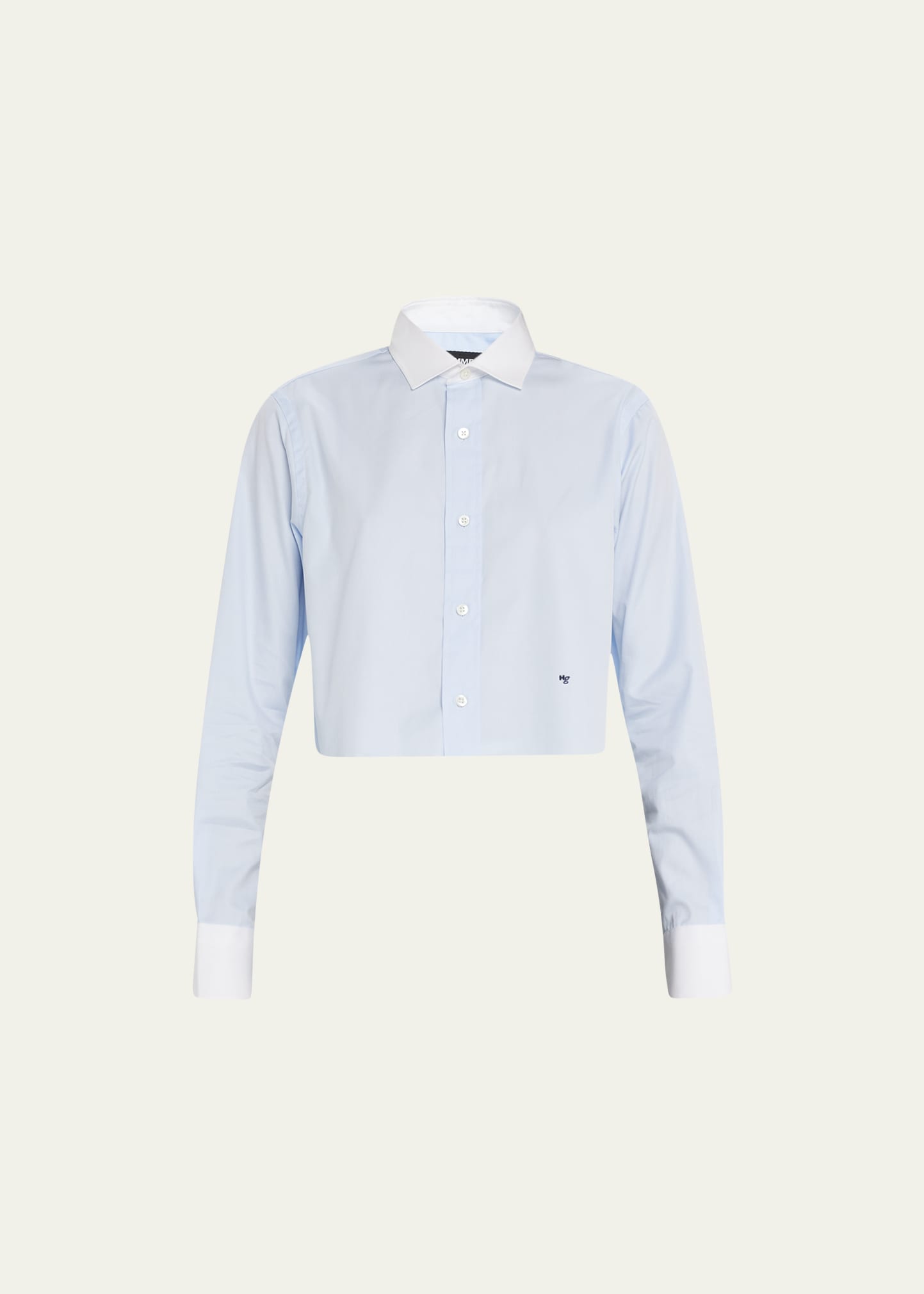 Hommegirls Cropped Shirt With Contrast Collar In Blue