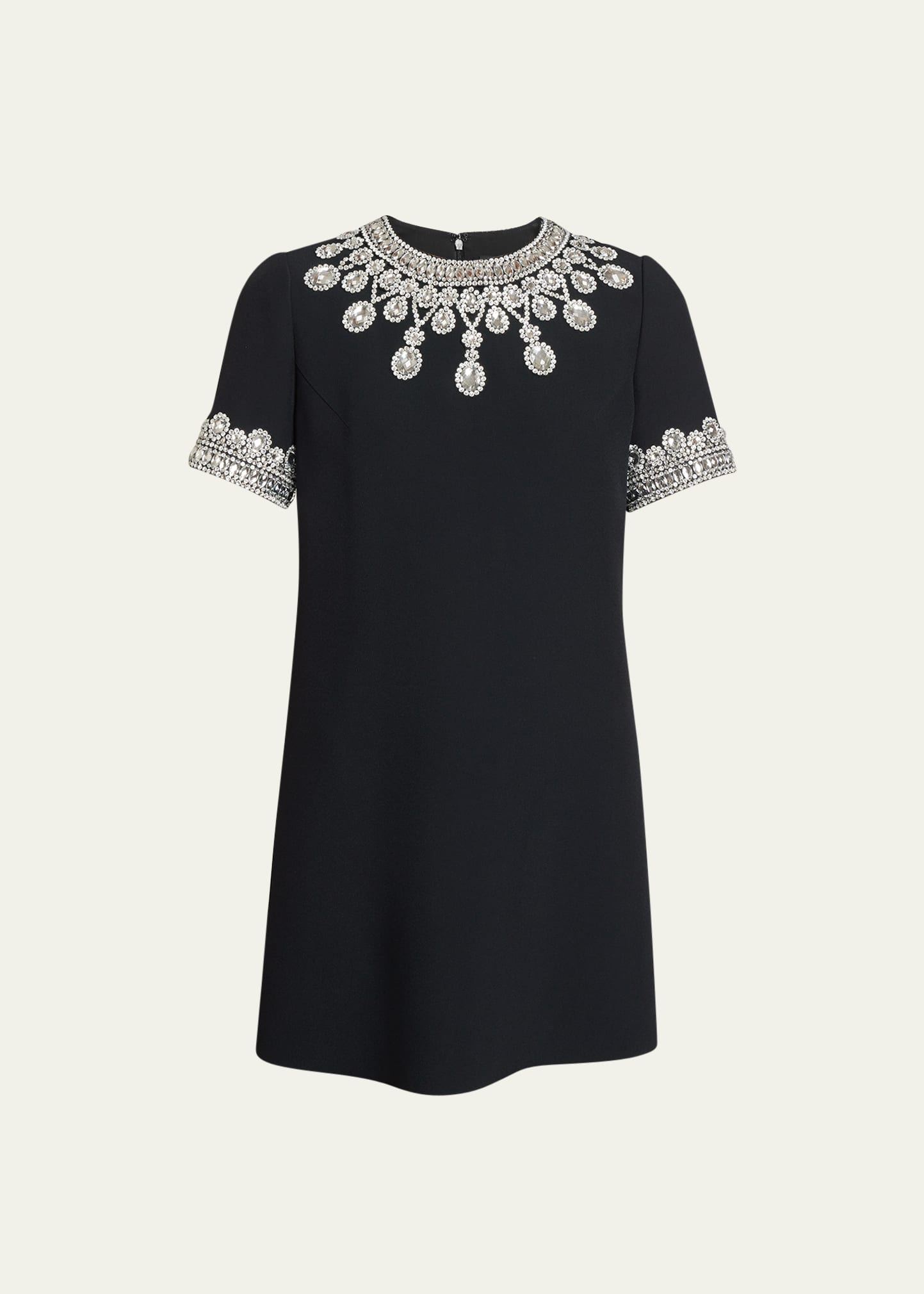 ANDREW GN WOVEN SHIFT DRESS WITH CRYSTAL TRIM