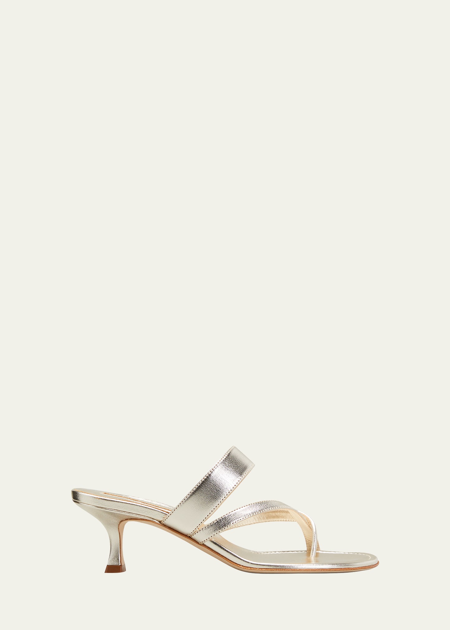 Manolo Blahnik Susa Metallic Crisscross Mule Sandals In Gold7103