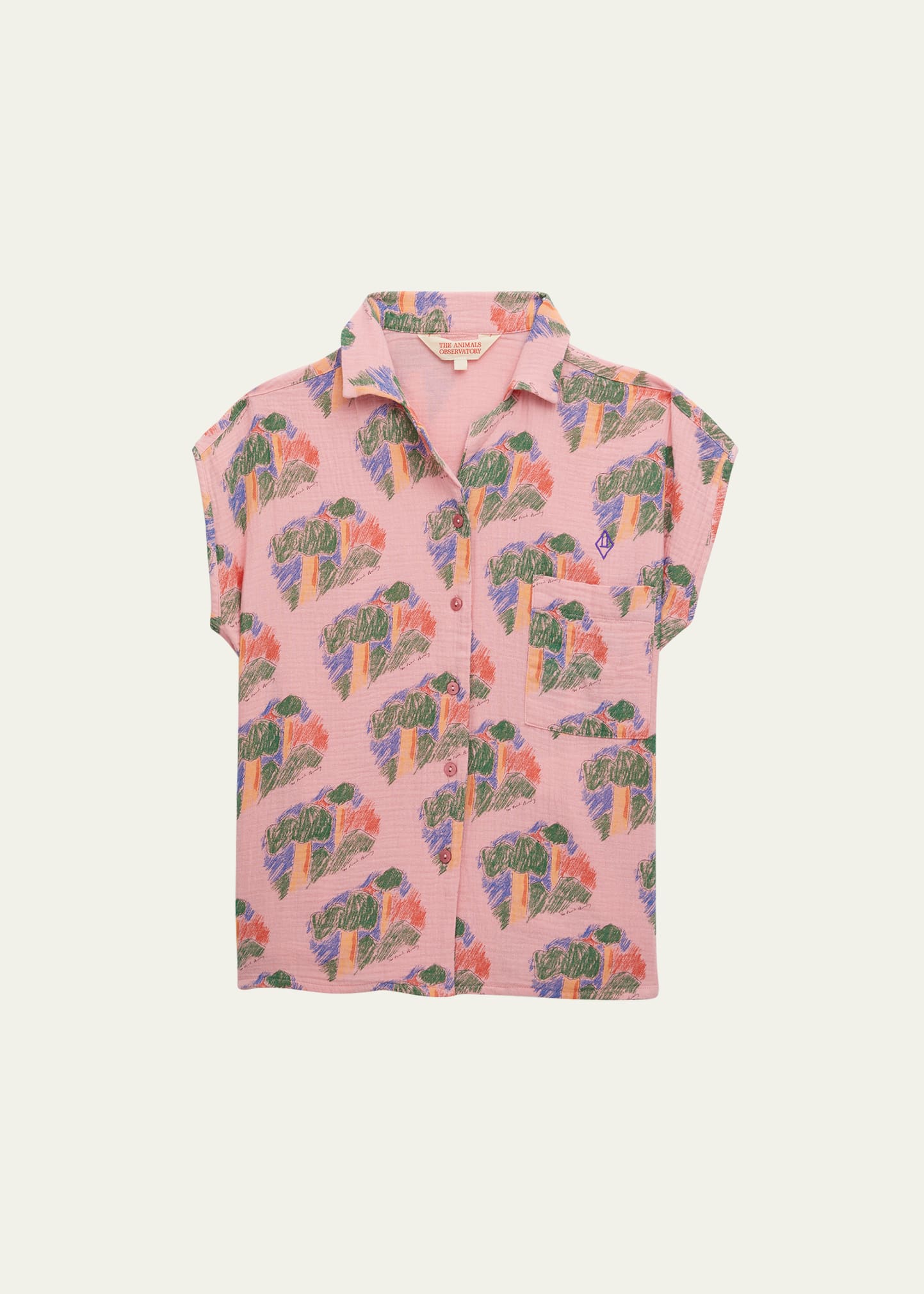 Shop The Animals Observatory Girl's Kangaroo Sleeveless Patterned Blouse In 152 At Pink