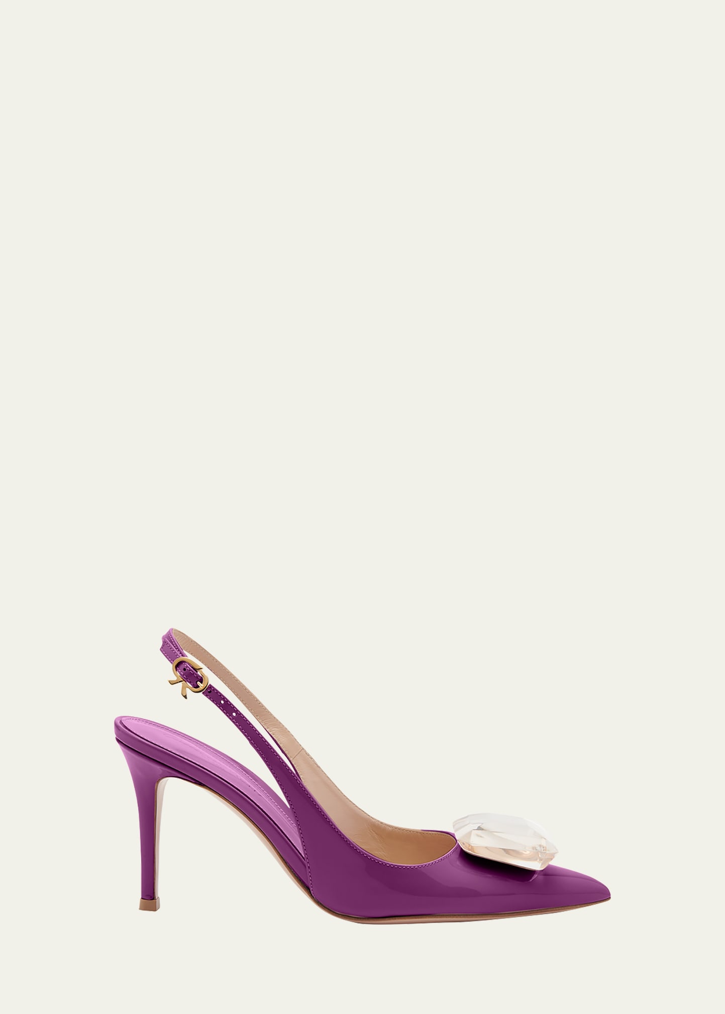 Gianvito Rossi Patent Jewel Slingback Pumps In Violet