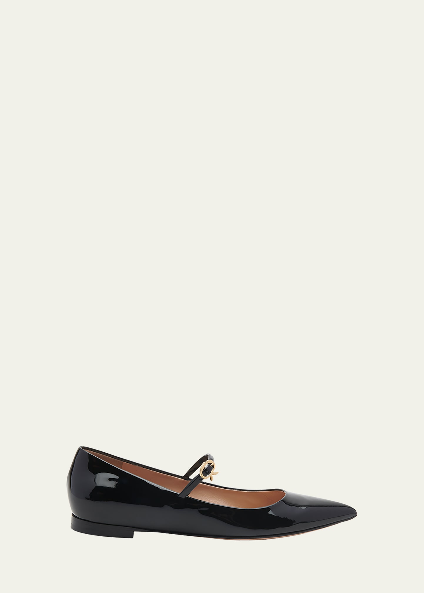 Gianvito Rossi Elegant Calf Leather Ballerina Flats With Chic Strap Detail In Black