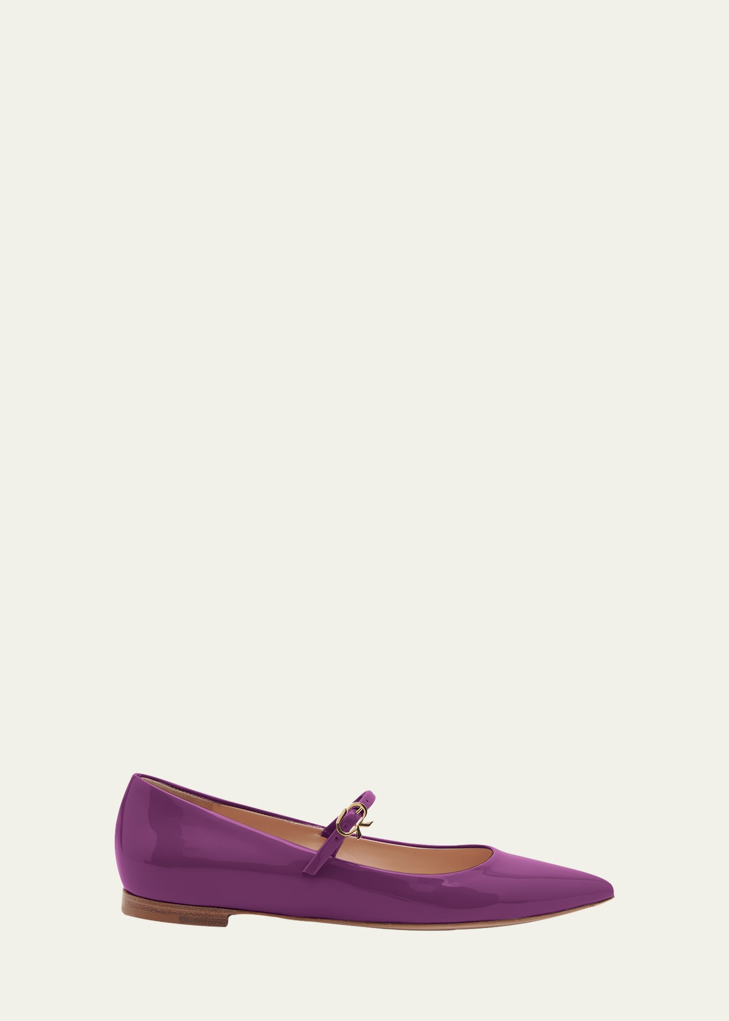 Gianvito Rossi Patent Mary Jane Buckle Ballerina Flats In Violet