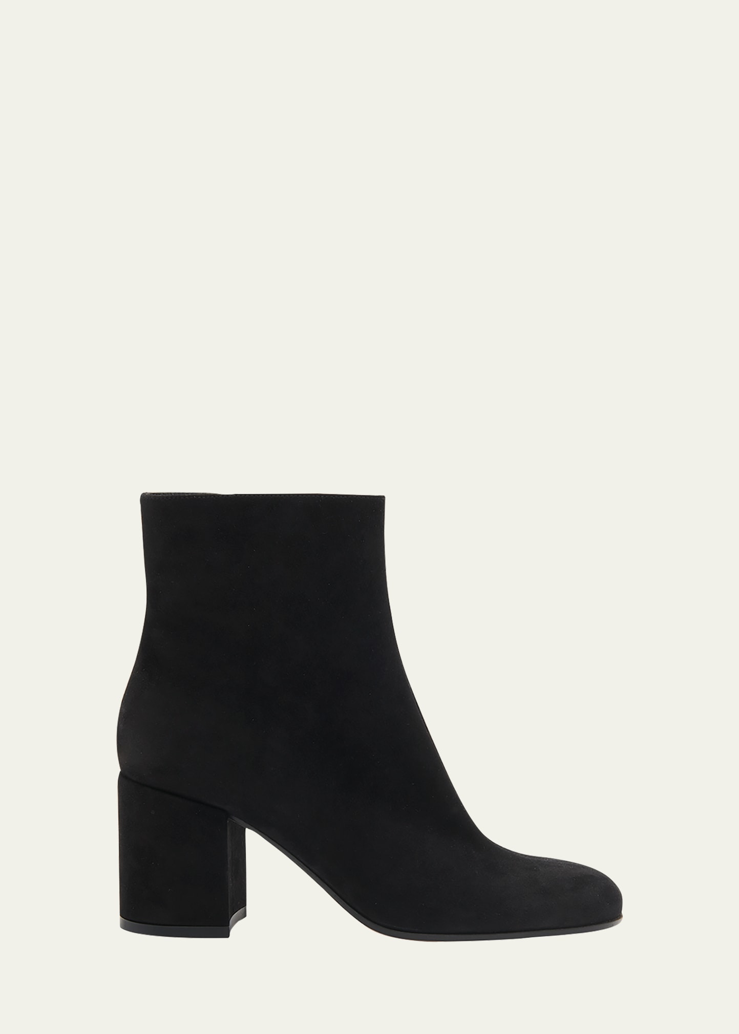 Gianvito Rossi Suede Zip Ankle Booties In Navy