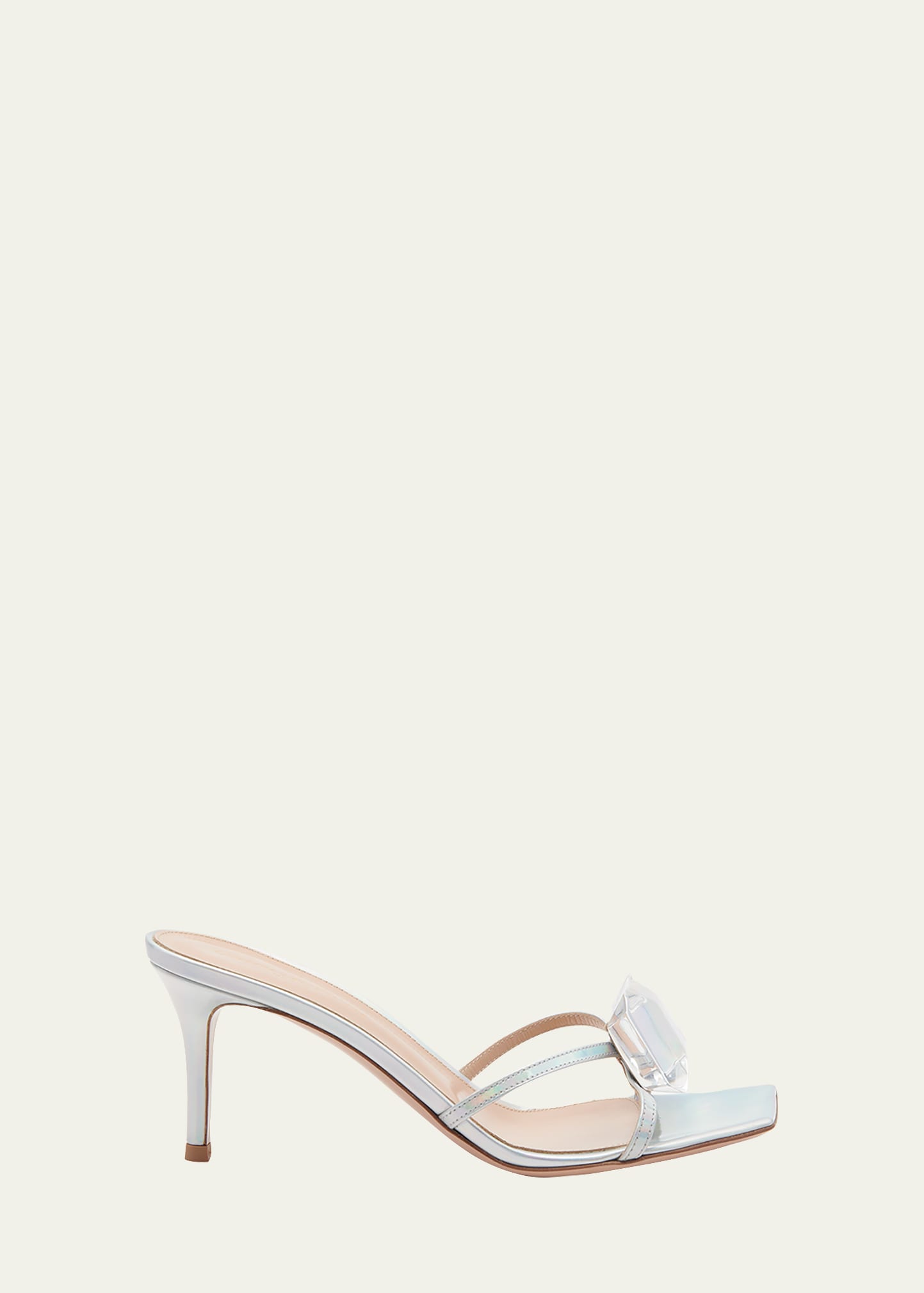 Shop Gianvito Rossi 70mm Jewel Iridescent Leather Mule Sandals In Hologram