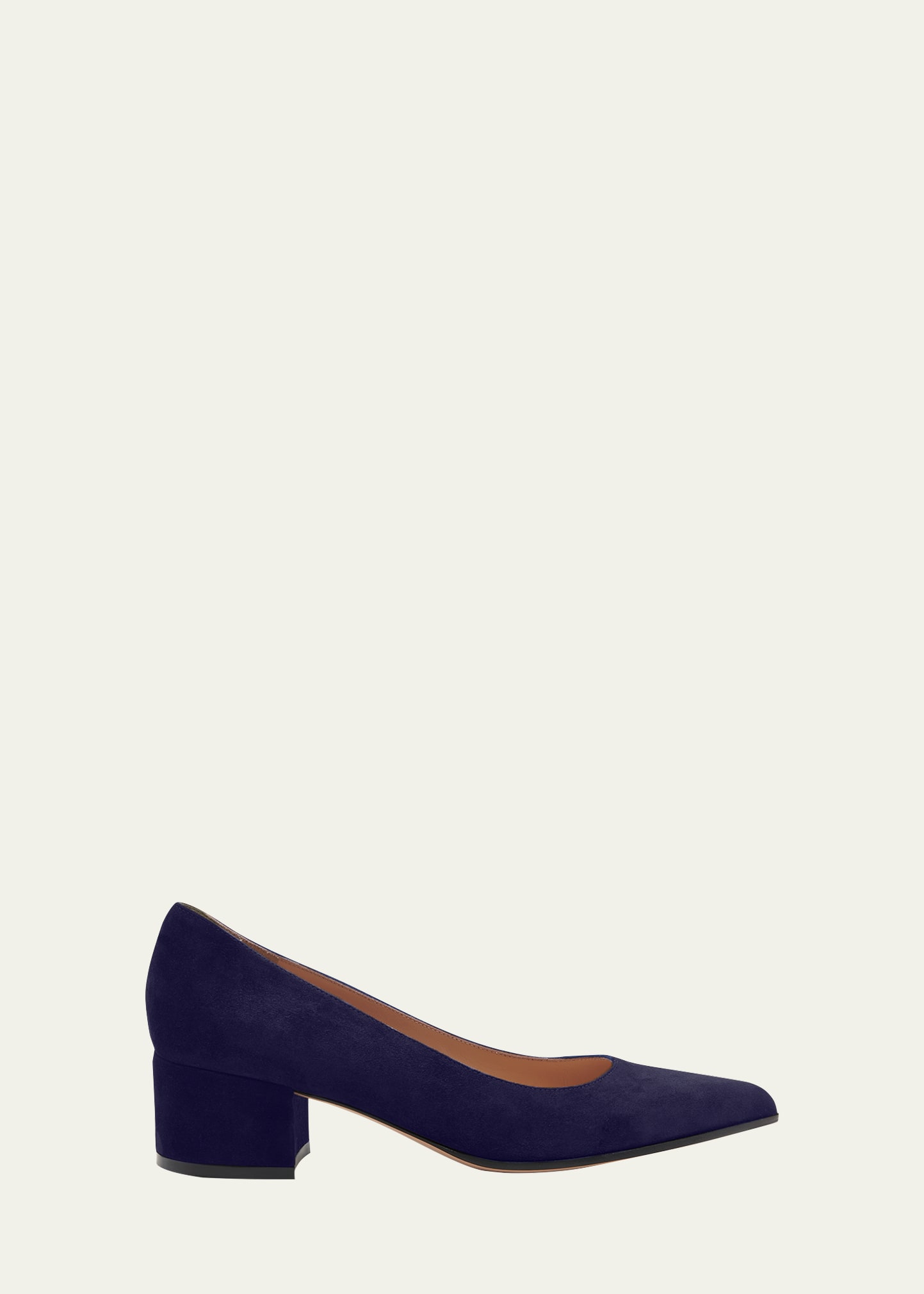 Gianvito Rossi Suede Block-heel Pumps In Denim