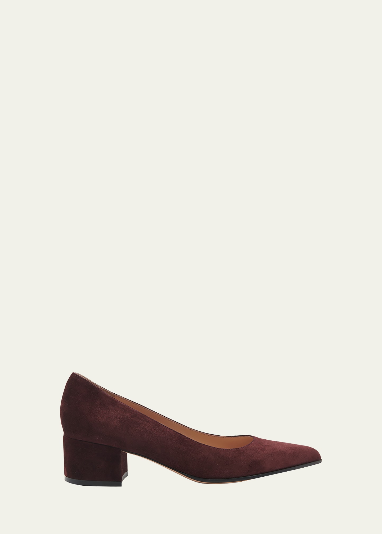 Gianvito Rossi Suede Block-heel Pumps In Deep Burgundy