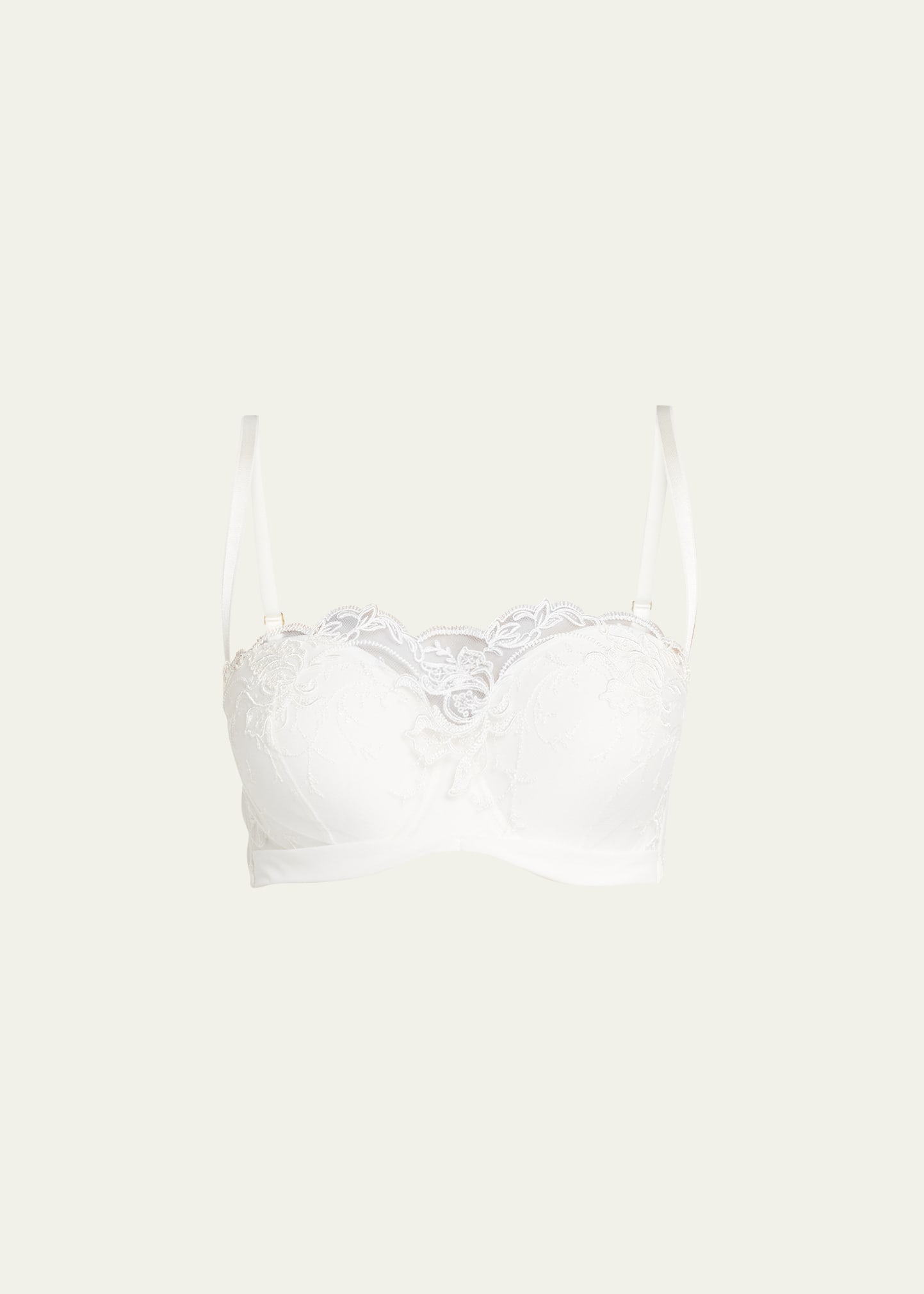 Strapless Floral-Embroidered Bra
