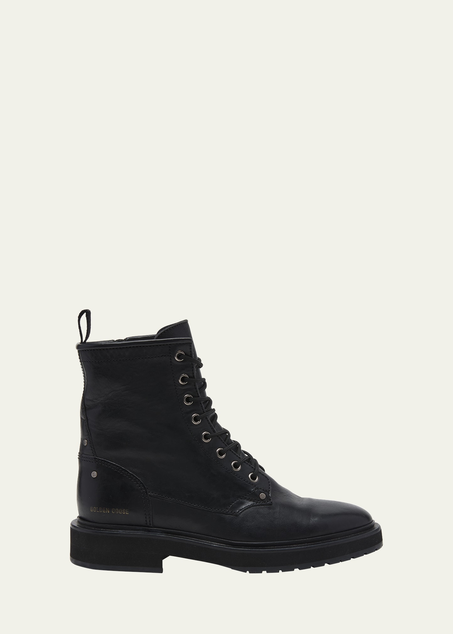 Golden Goose Combat Leather Ankle Boots In Black