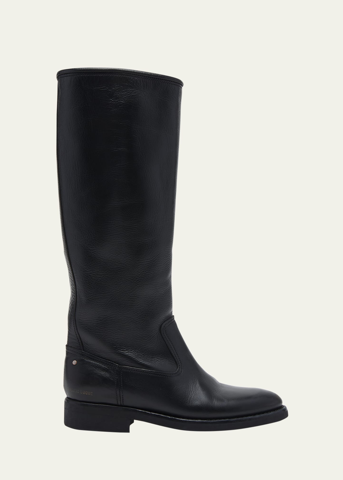 Golden Goose Leather Tall Biker Moto Boots In Black