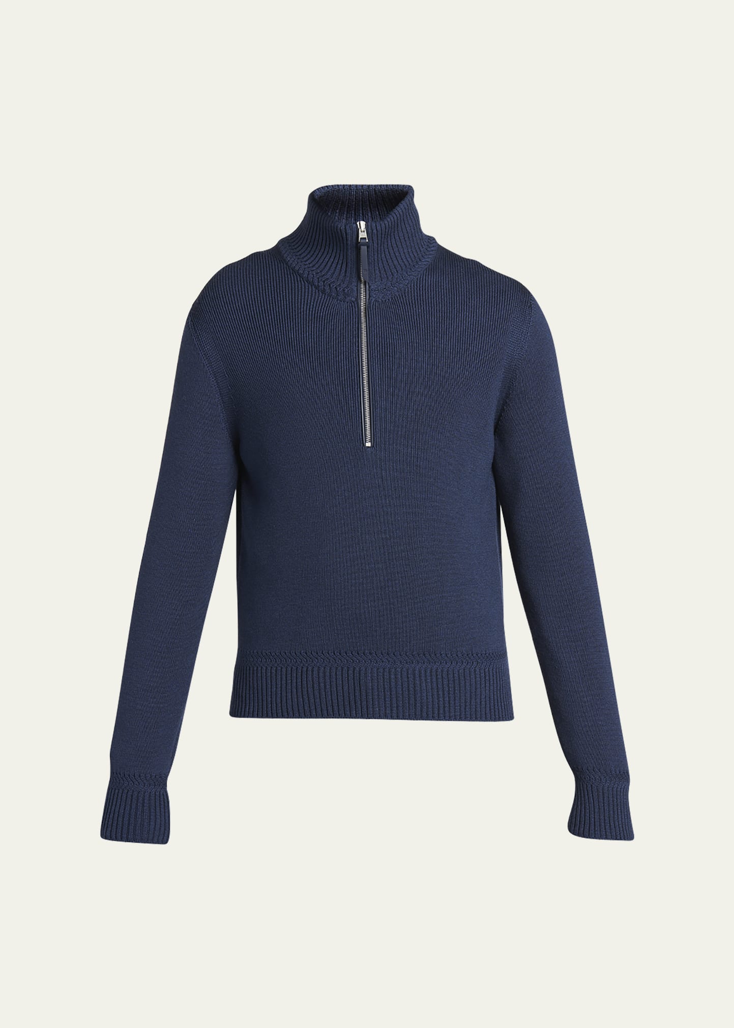 Tom Ford Men's Wool-silk Half-zip Sweater In Blue