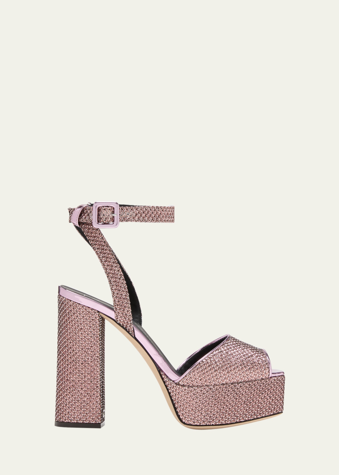 Shop Giuseppe Zanotti Metallic Ankle-strap Platform Sandals In Rosegold