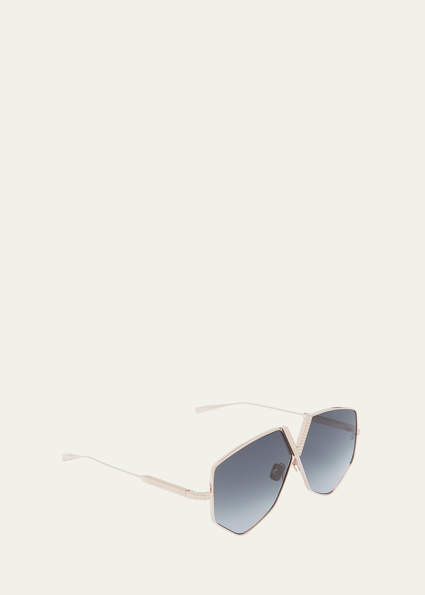 Shop Valentino V-hexagon Titanium Sunglasses In Gld