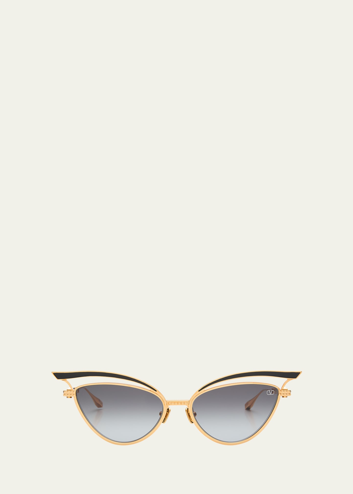 Valentino V-glassliner Titanium Cat-eye Sunglasses In Gld-blk