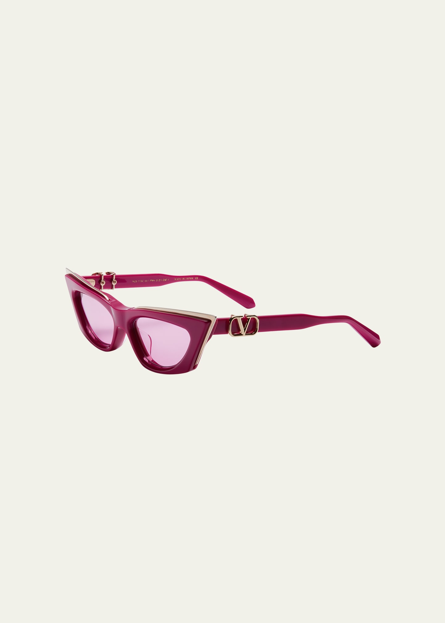 Valentino V-goldcut I Monochrome Acetate & Titanium Cat-eye Sunglasses In Pnk-gld