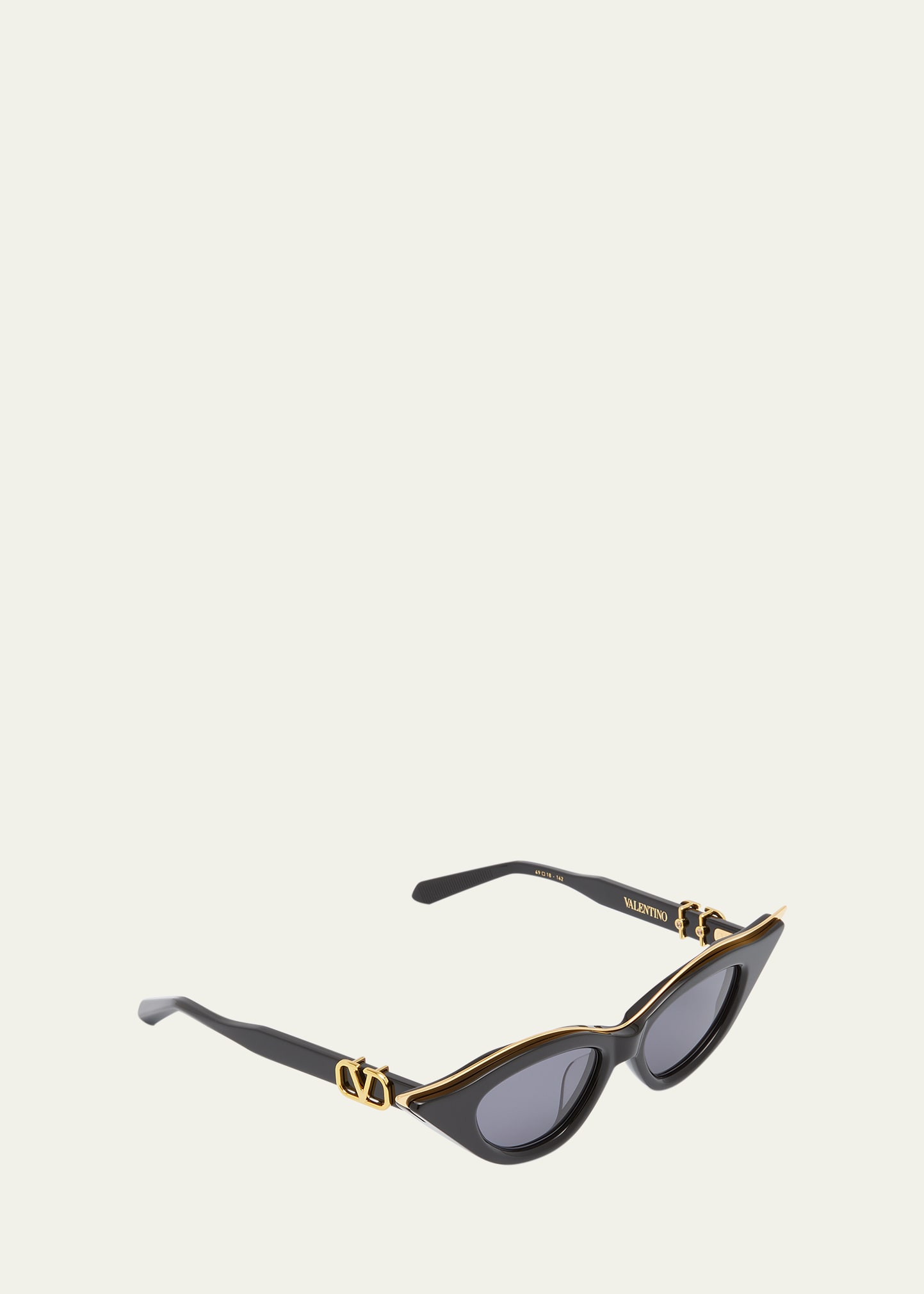Valentino V Goldcut Ii Acetate & Titanium Cat-eye Sunglasses In Blk-gld