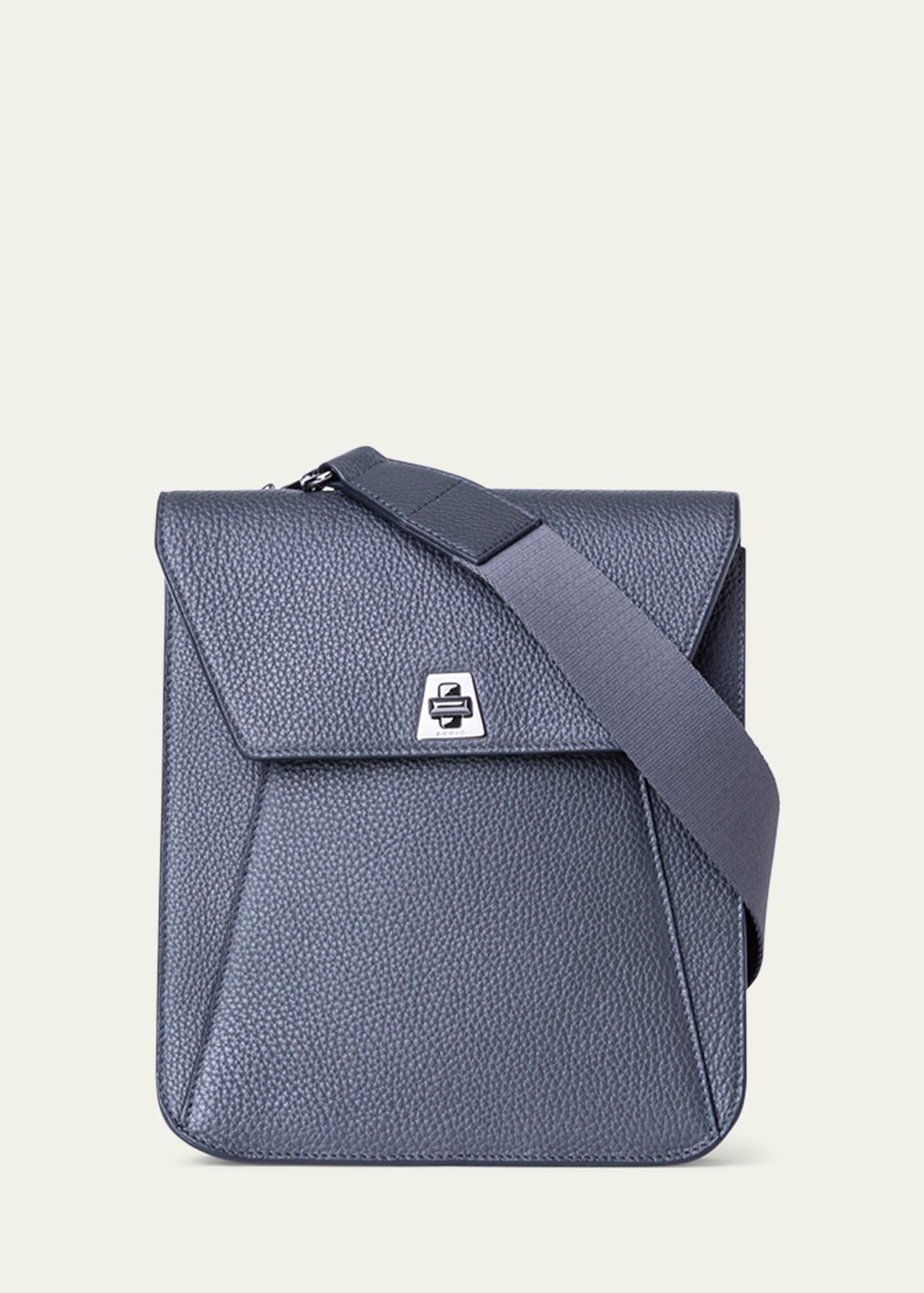 Akris Anouk Medium Flap Leather Messenger Bag In Graphite
