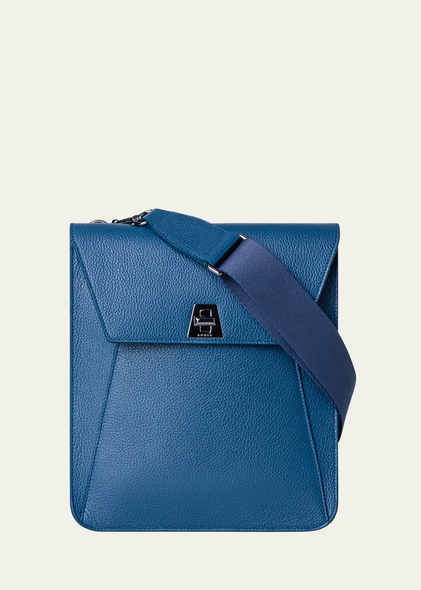 Akris Anouk Medium Flap Leather Messenger Bag In Blue